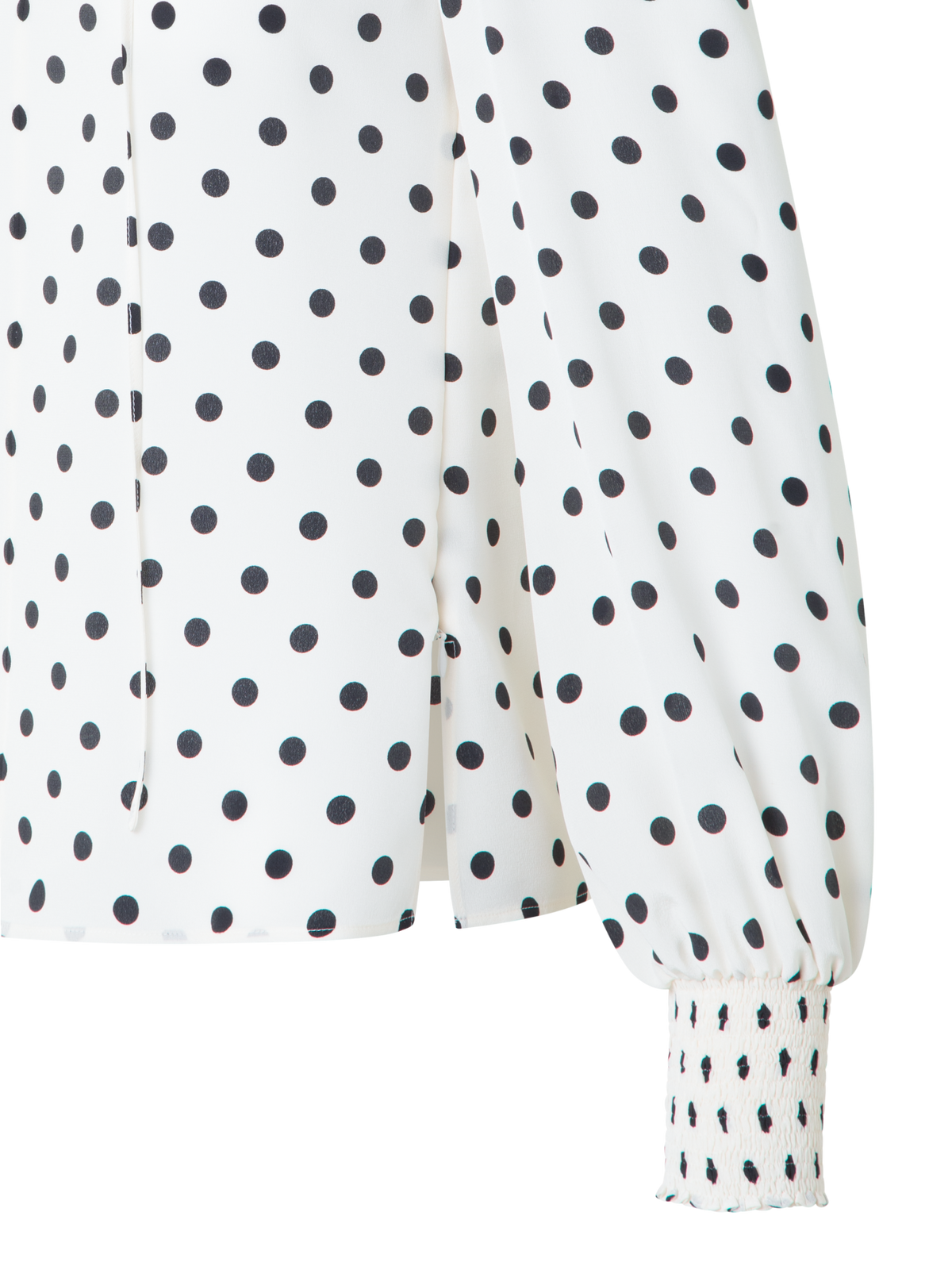 Designer Silk Boho Blouse with Polka Dots - neutral - multicolor - ecru - white