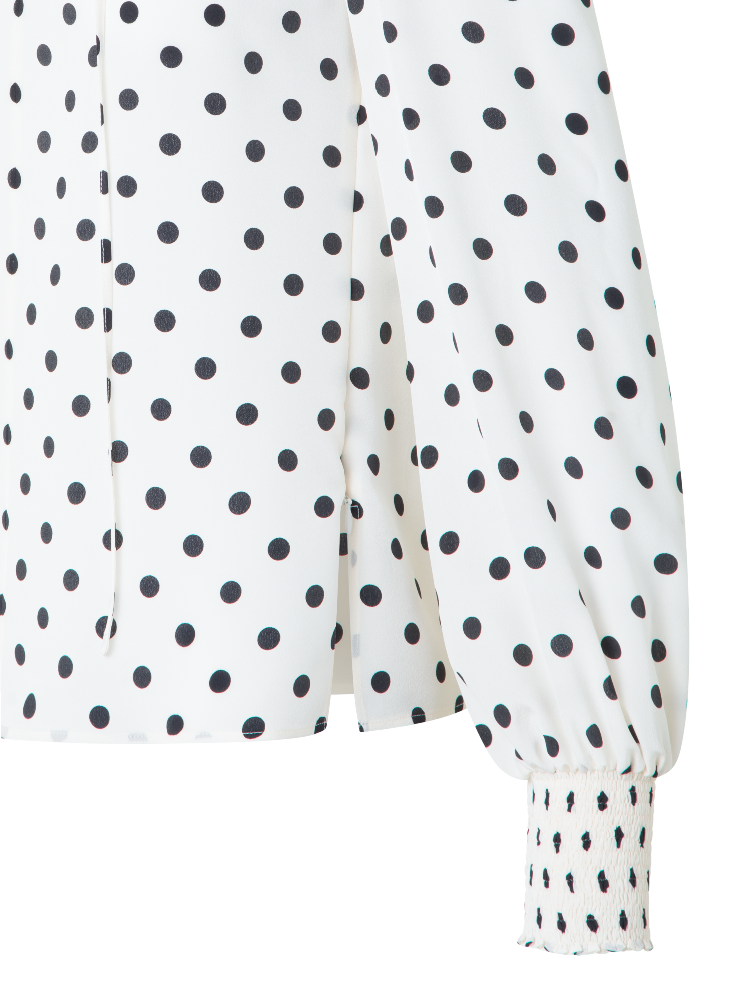 Designer Silk Boho Blouse with Polka Dots - neutral - multicolor - ecru - white