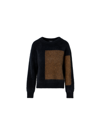 Designer Cloud Cashmere Sweater in Oro Lienzo Jacquard - black - brown - multicolor