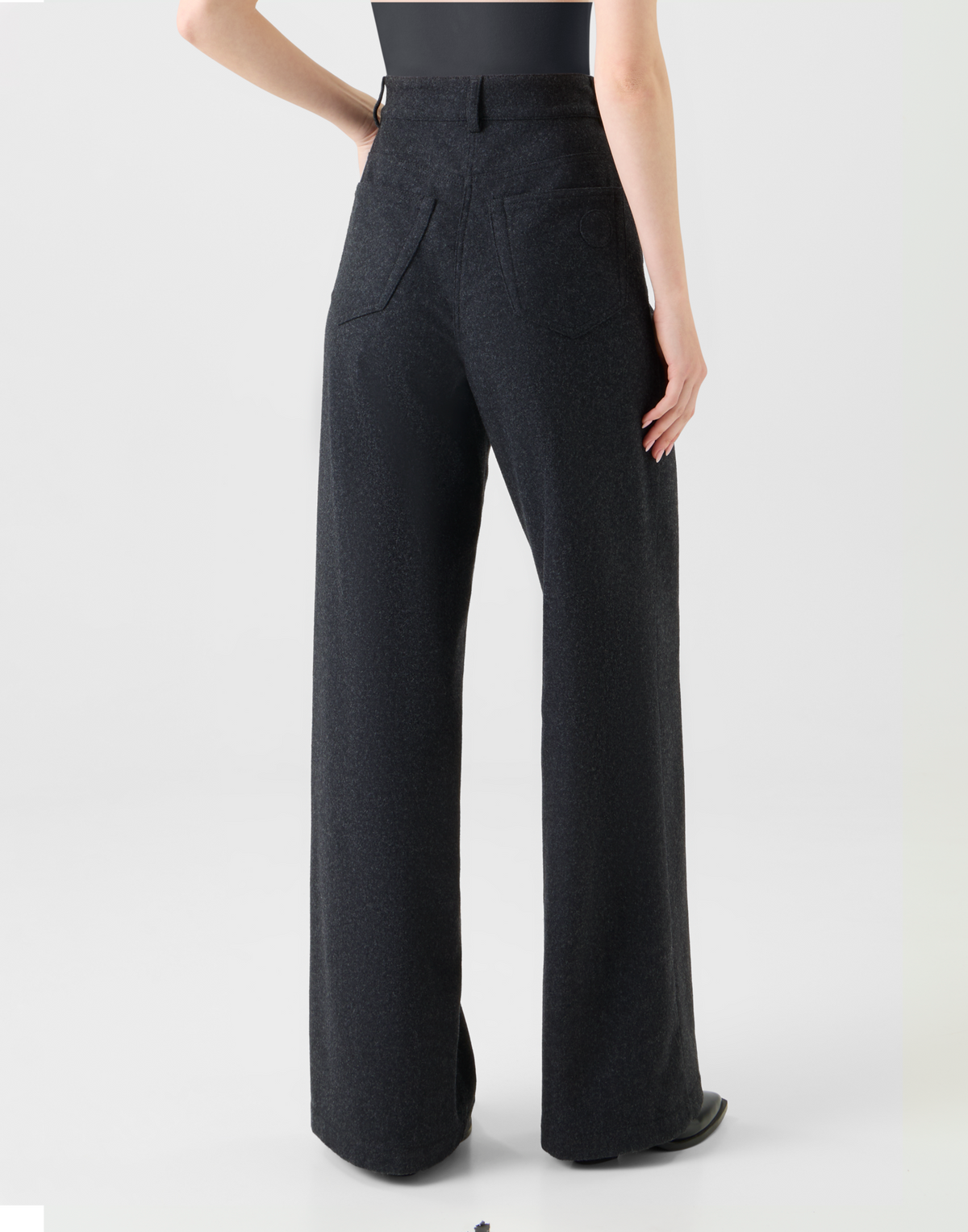Designer Wide Heavy Wool Flannel Pants - neutral - grey #editorial