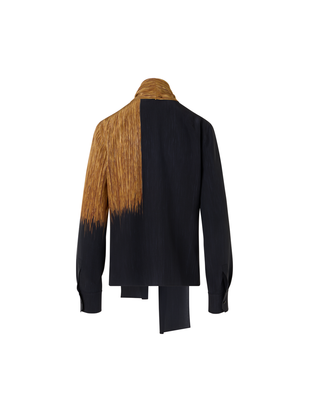 Designer Silk Blouse in Oro Lienzo Print with Scarf - brown - black - multicolor