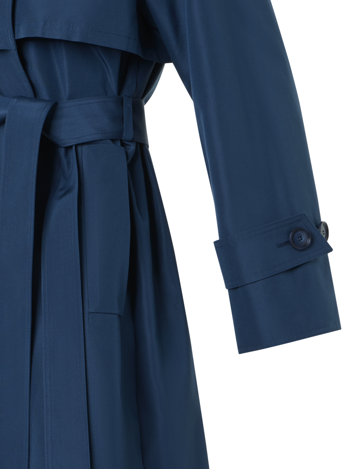 Designer Silk Poplin Oversized Trench Coat - navy - blue