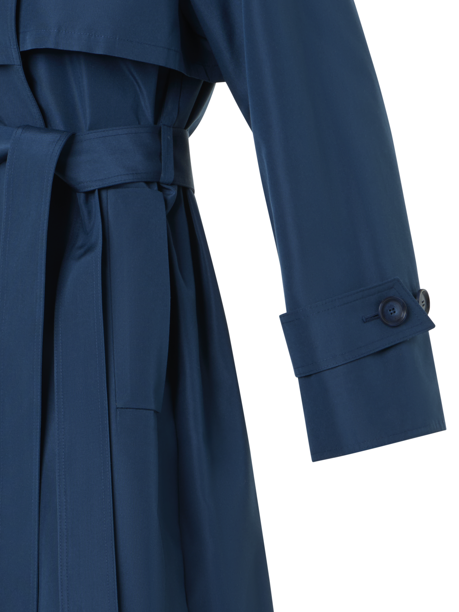 Designer Silk Poplin Oversized Trench Coat - navy - blue