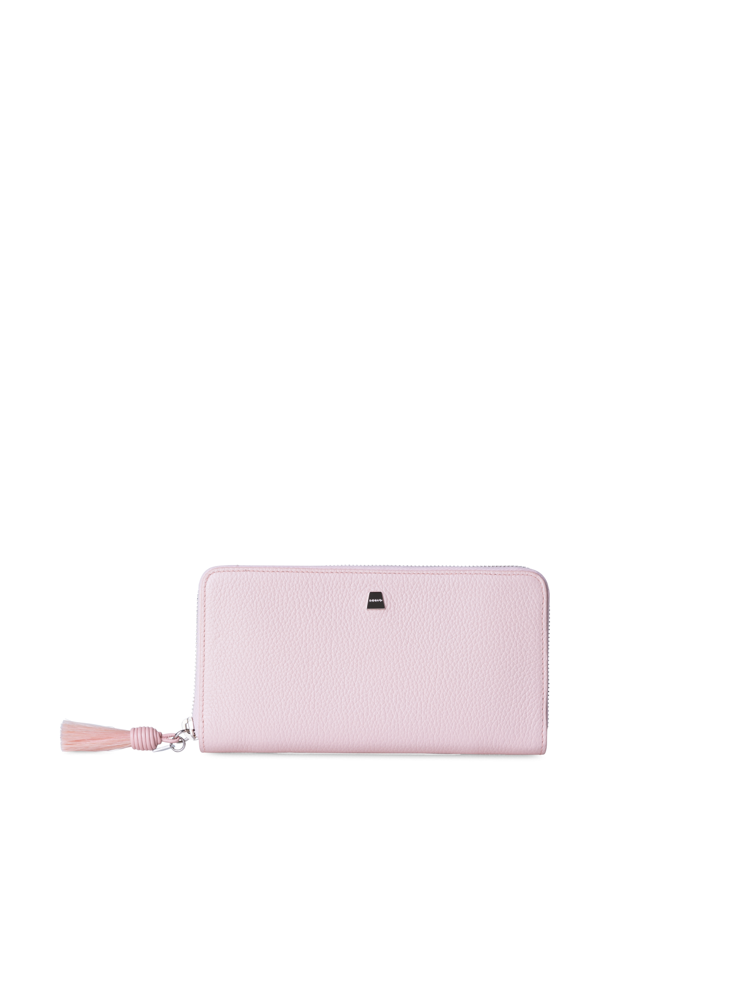 Designer Long Zip Around Wallet in Leather - pink