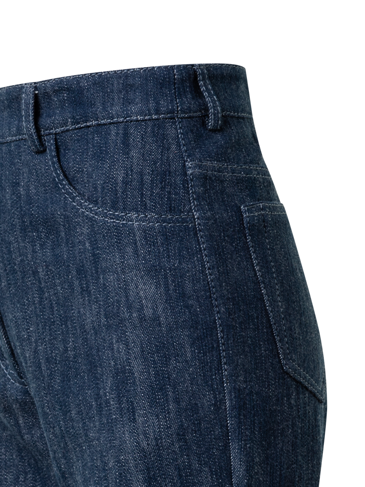 Designer Straight Cotton Wool Denim Pants - navy - blue