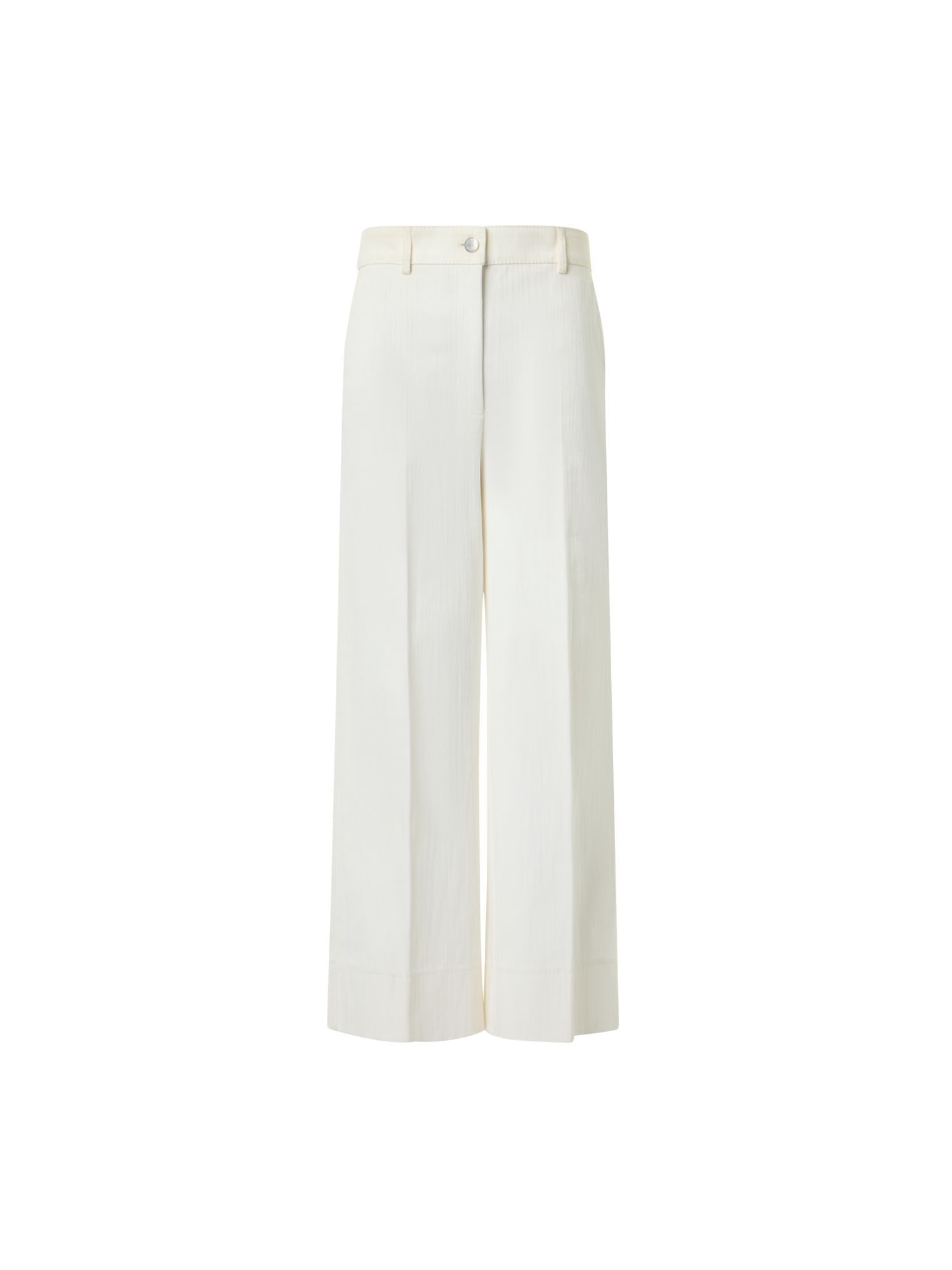 Designer Chiara High-Waist Cropped Wide Leg Denim Pants - ecru