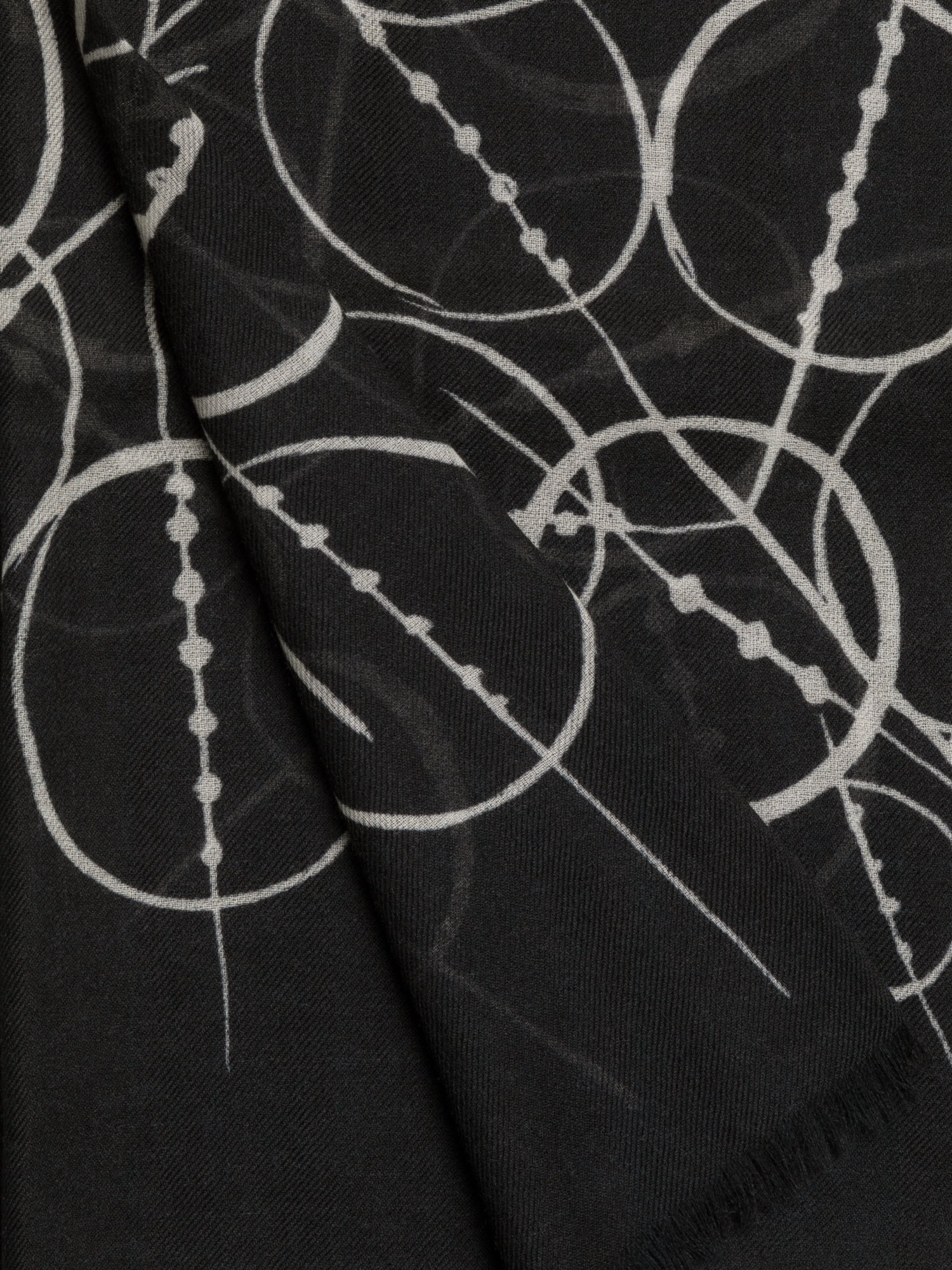 Designer Cashmere Scarf with Polka Dots Print - black - multicolor