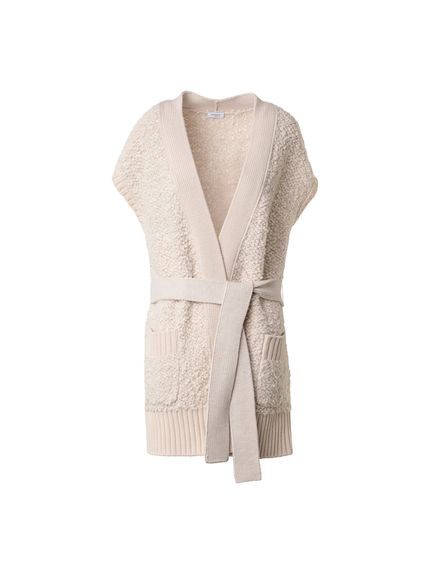 Designer Long Soft and Chunky Wool Bouclé Knit Cardigan - ecru - white