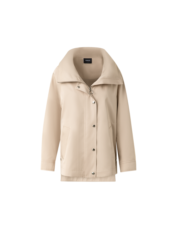 Designer Oversized Water-Resistant Silk Parka - neutral - pastel - beige