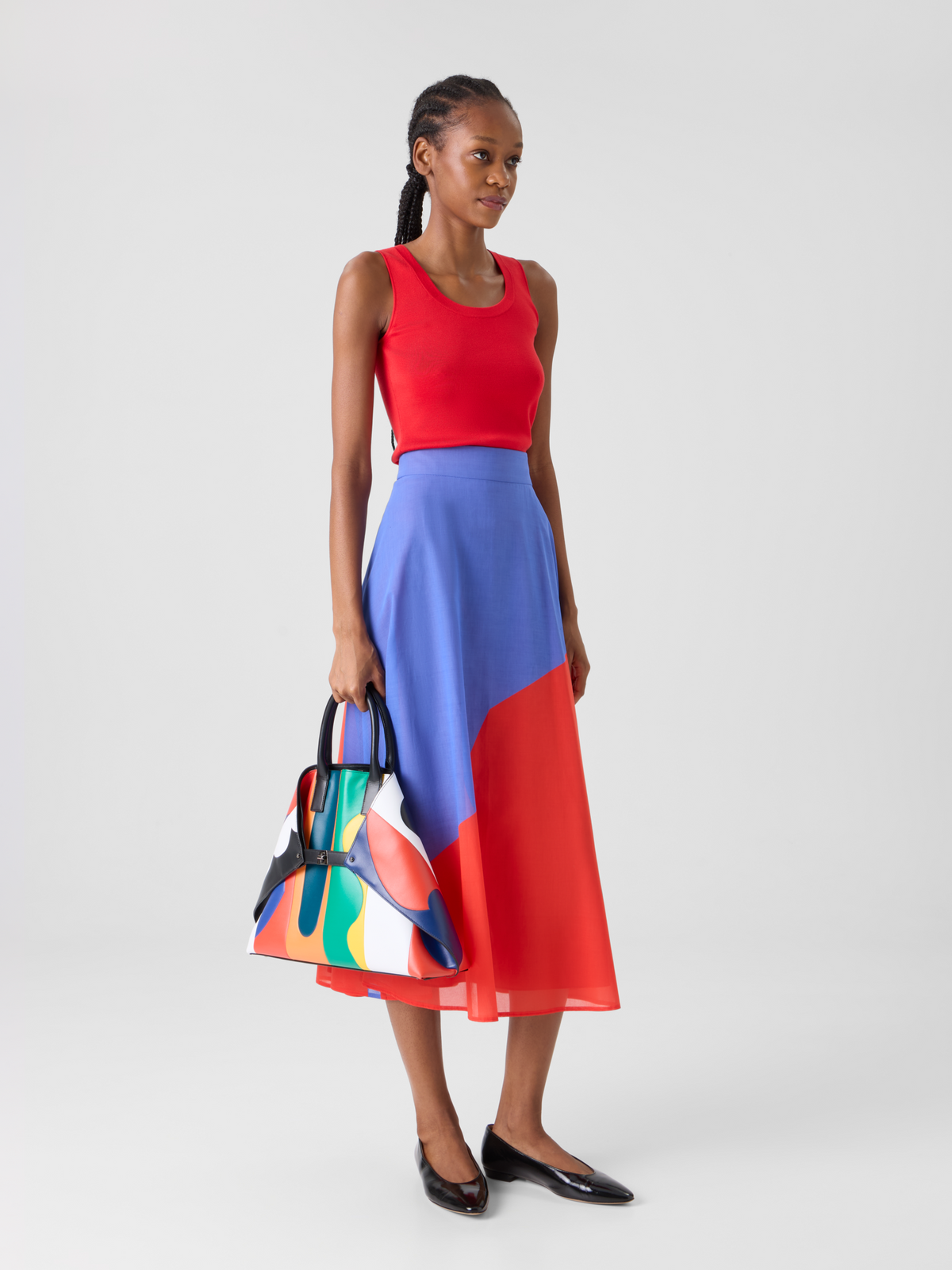 Designer Midi Skirt with High Plains Print - multicolor #editorial