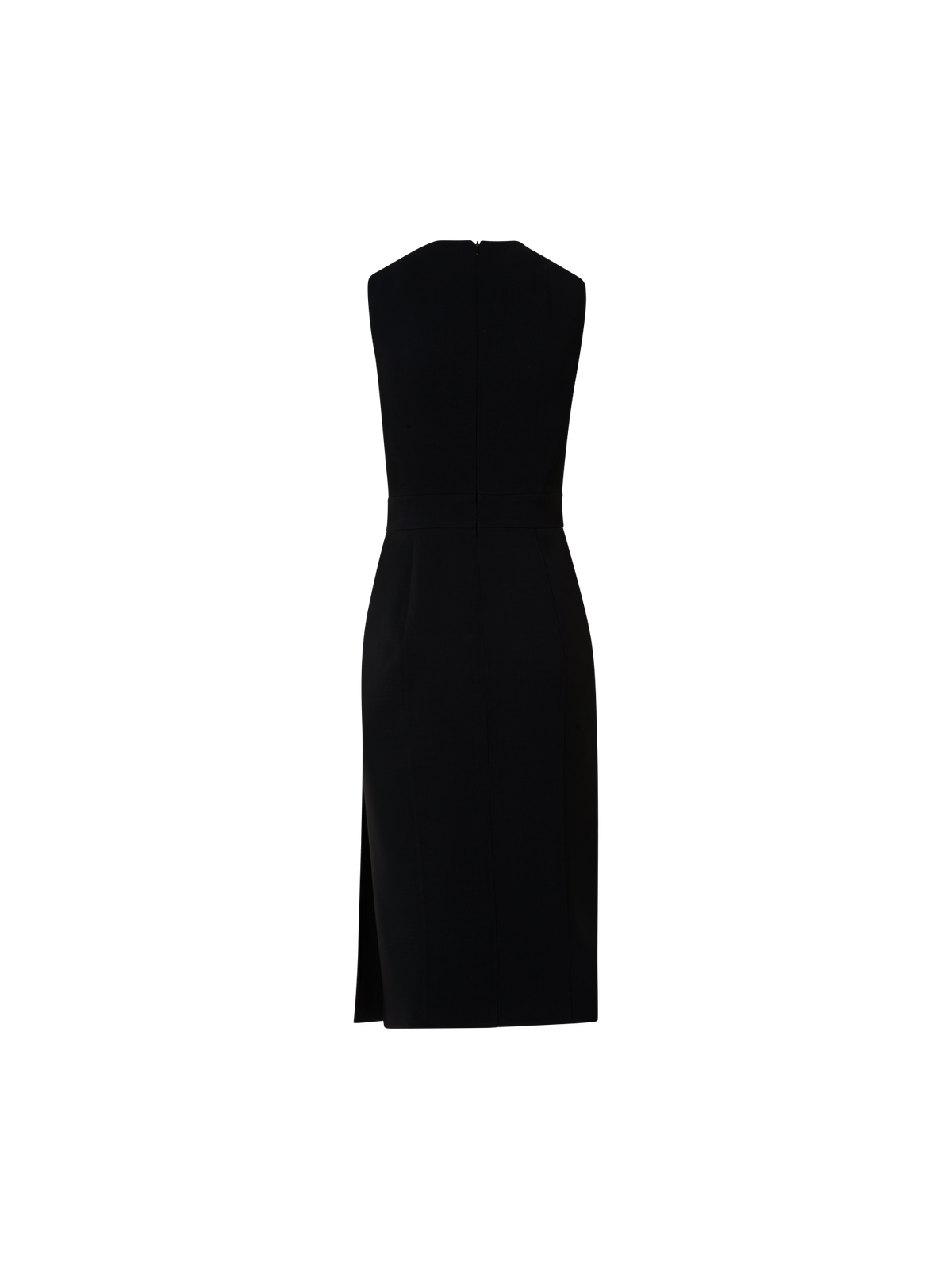 Designer Sleeveless Wool Double-Face Sheath Dress - black