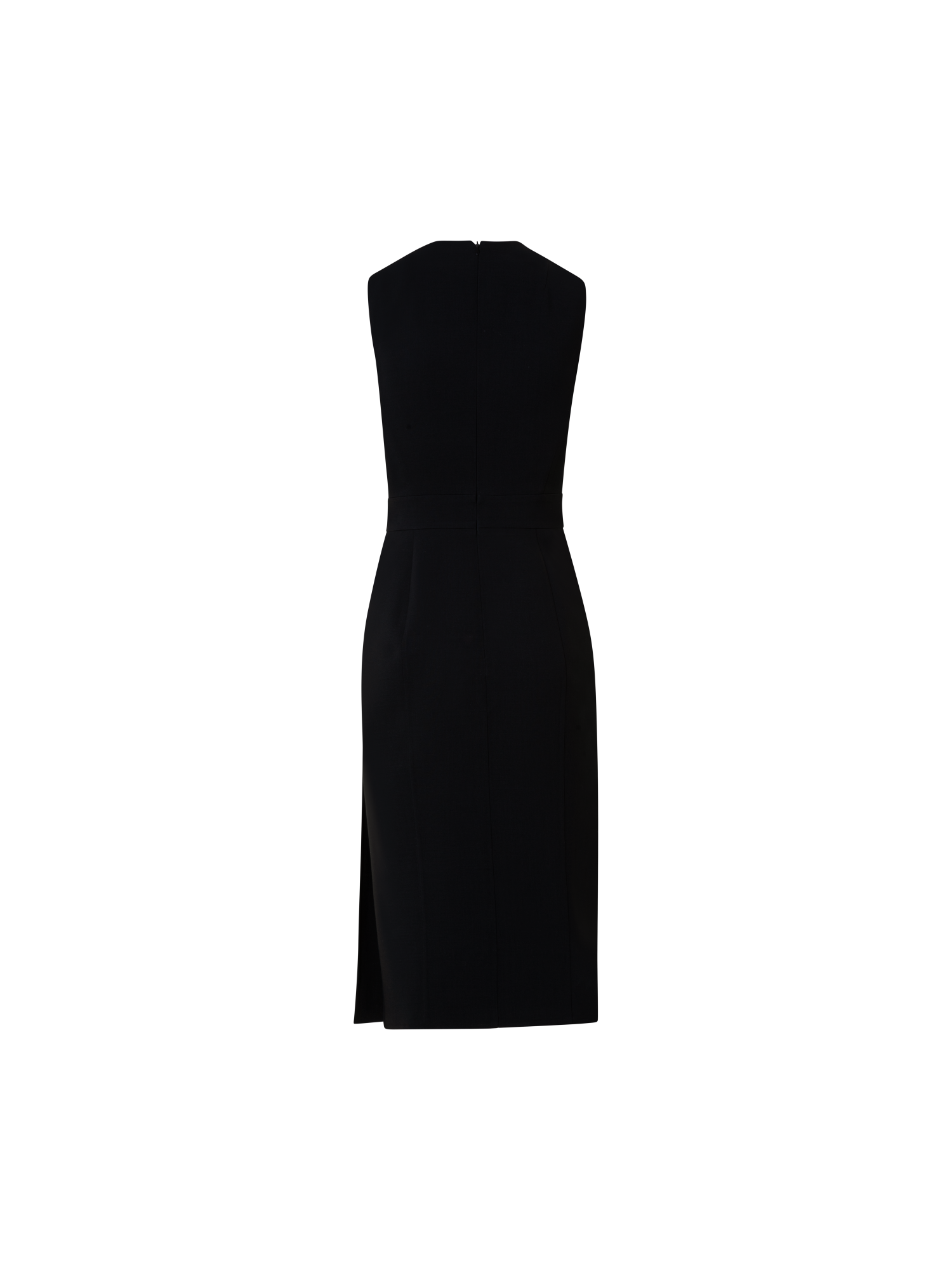 Designer Sleeveless Wool Double-Face Sheath Dress - black