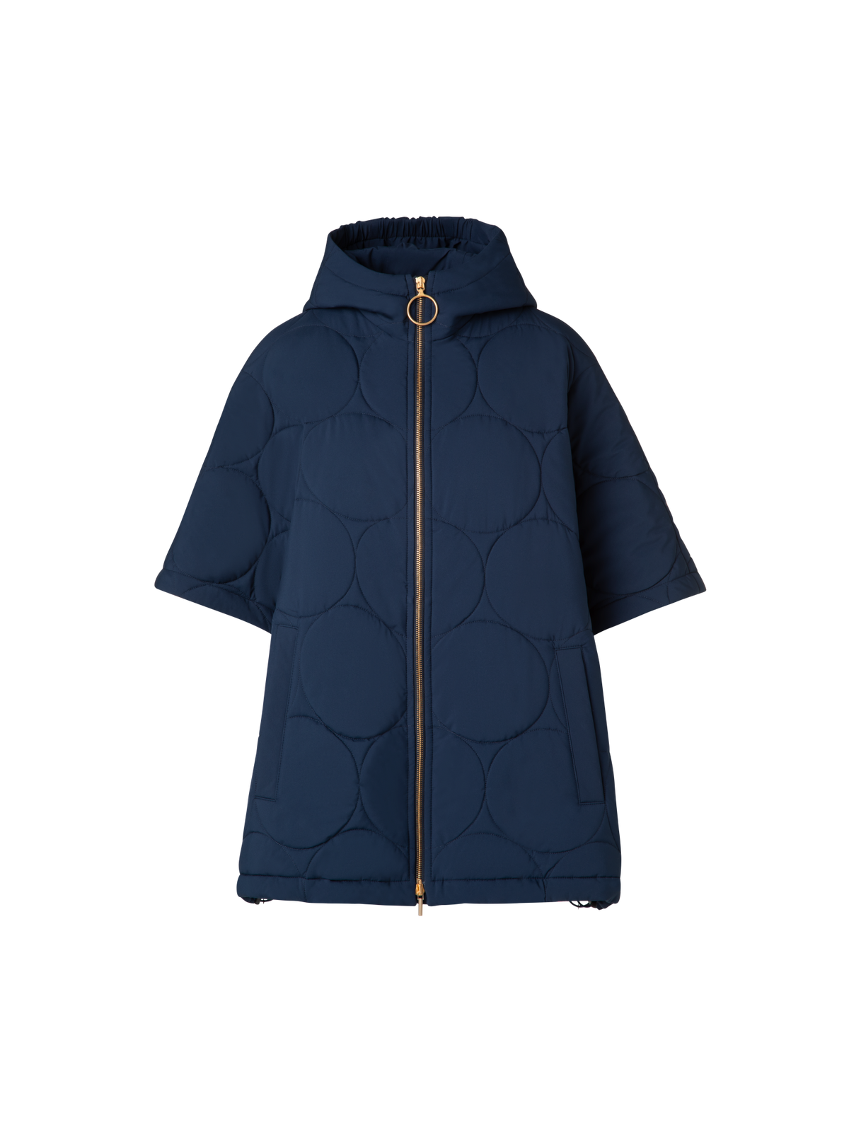 Designer A-Line Puffer Jacket in Dot Quilt - navy - blue