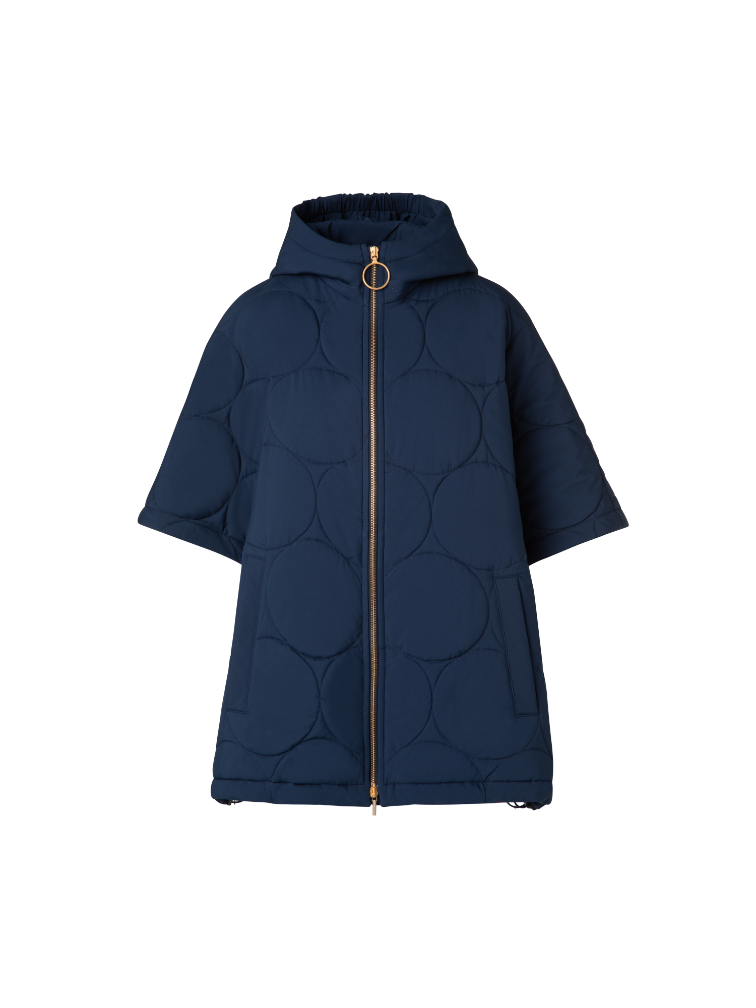 Designer A-Line Puffer Jacket in Dot Quilt - navy - blue