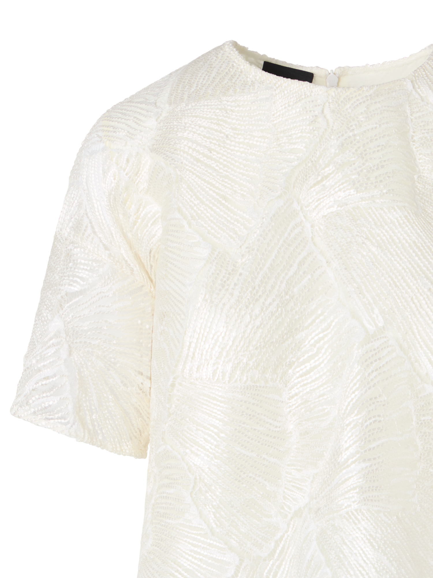 Designer Lacquered Sea Fan Lace Boxy Blouse - ecru