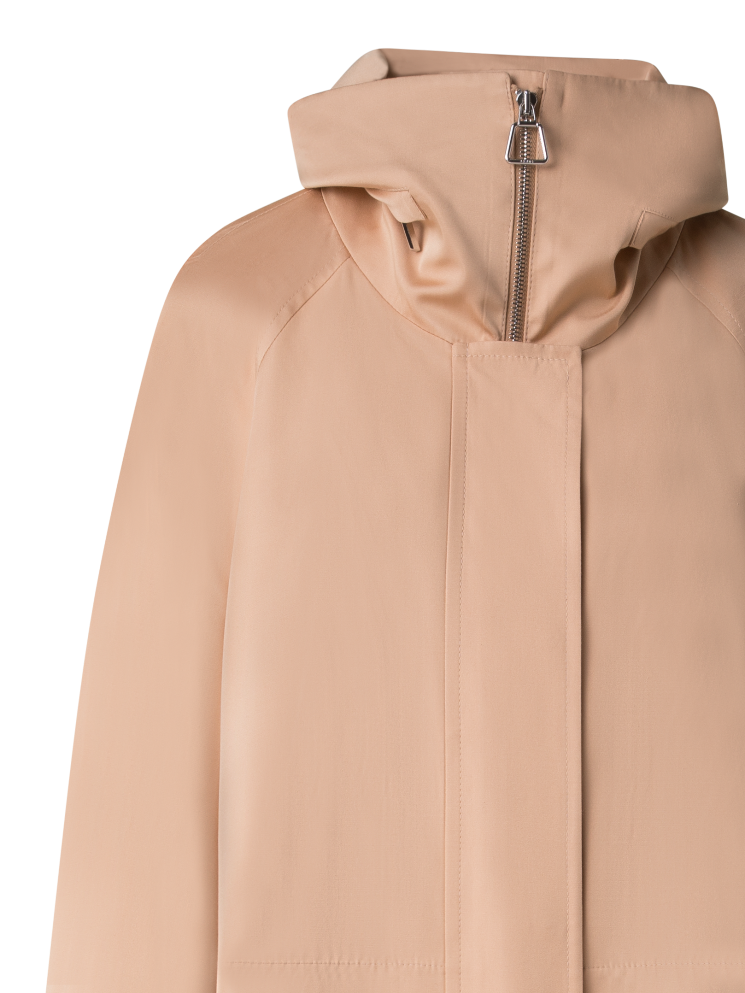 Designer Maxi Coat in Water Repellent Silk Poplin - neutral - pastel - beige
