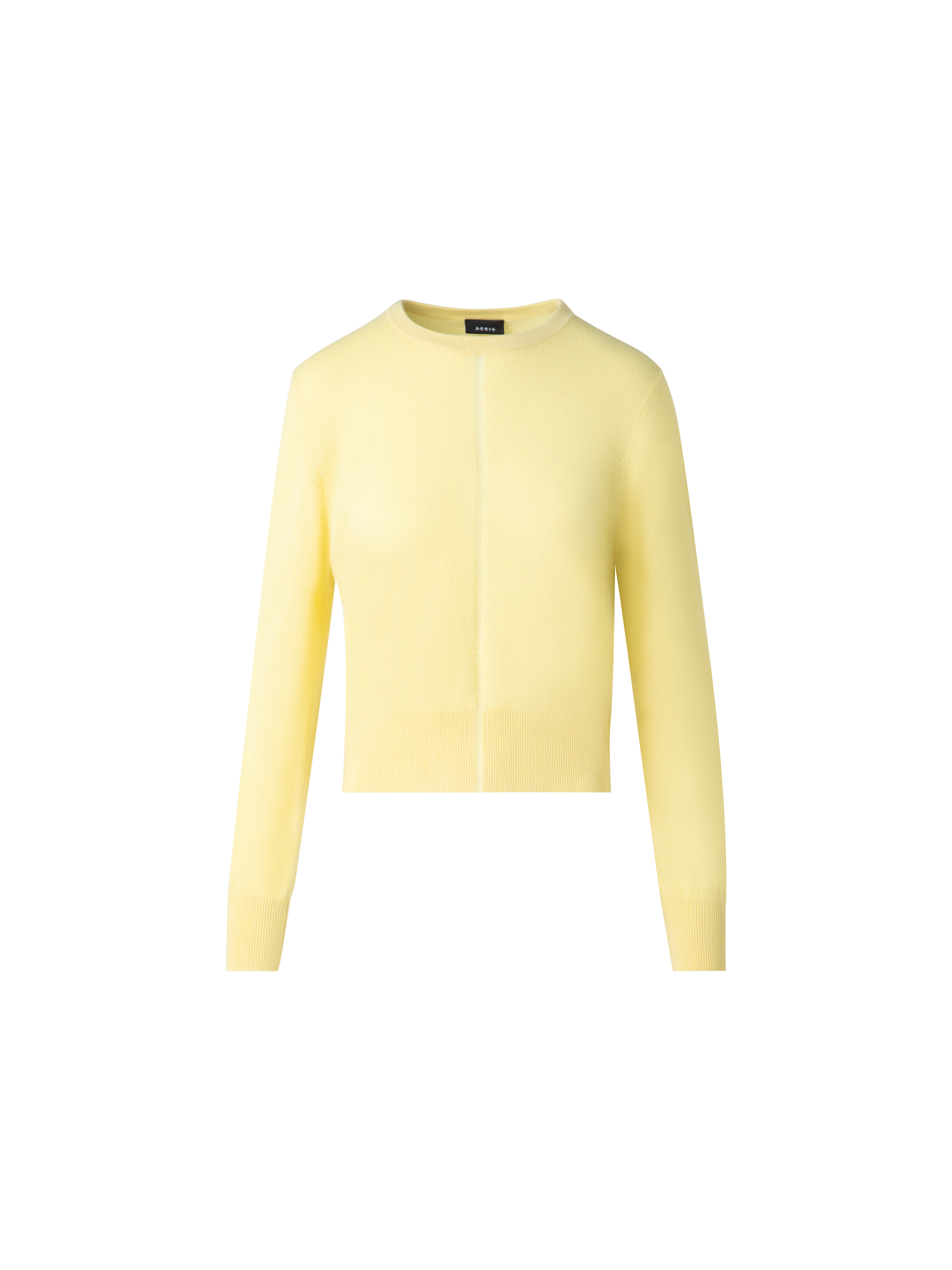 Designer Cashmere Sweater with Fine Sheer Stripe - pastel - yellow