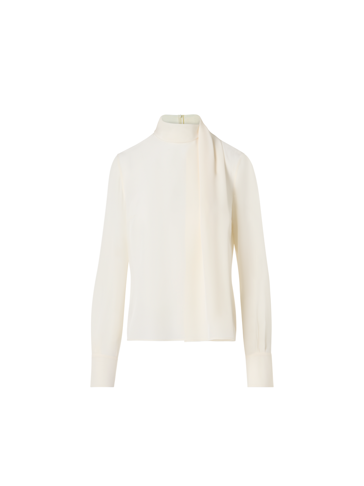 Designer Silk Blouse with Shawl Draping - ecru