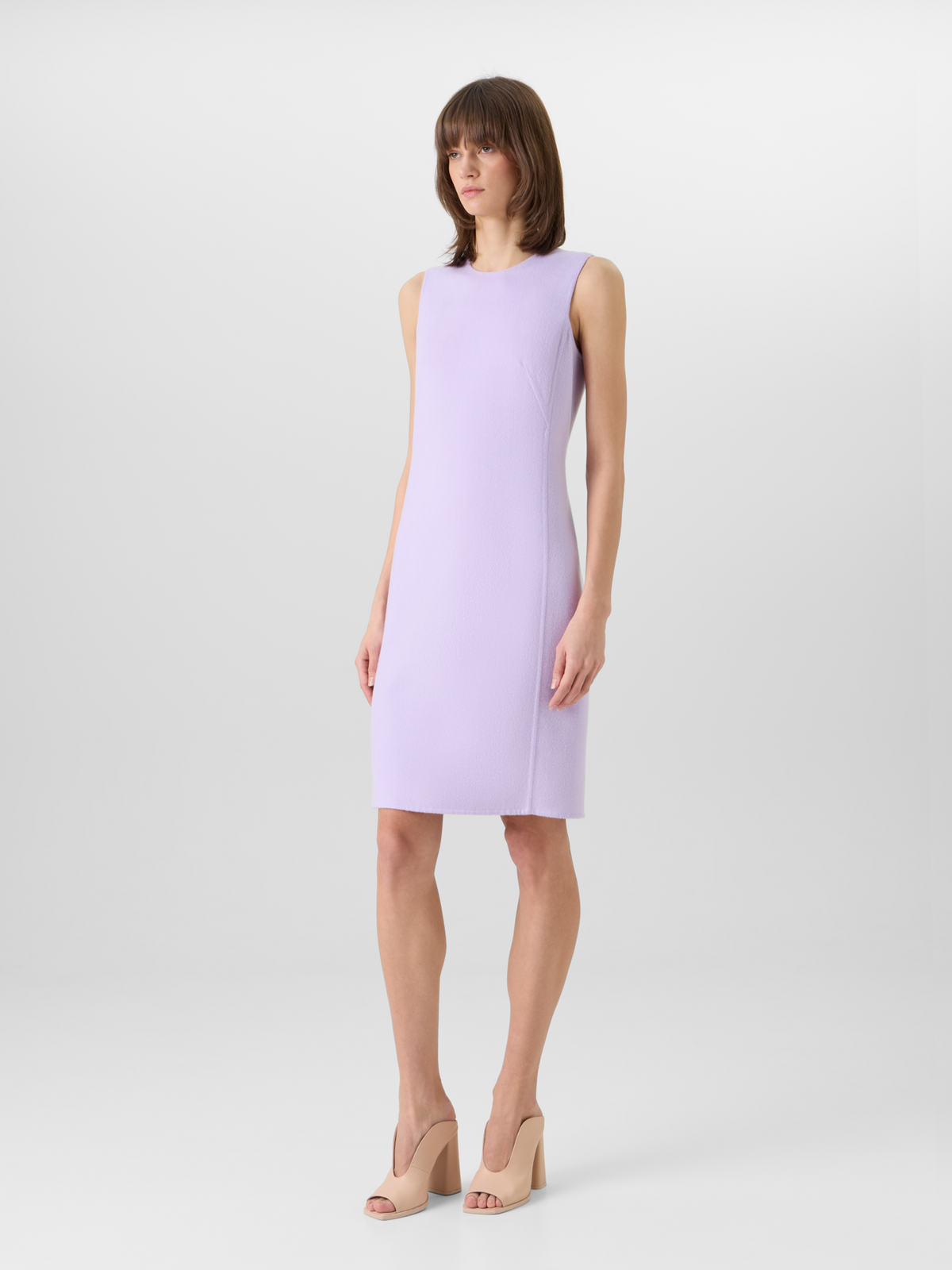 Designer Sleeveless Cashmere-Silk Double-Face Sheath Dress - pastel #editorial