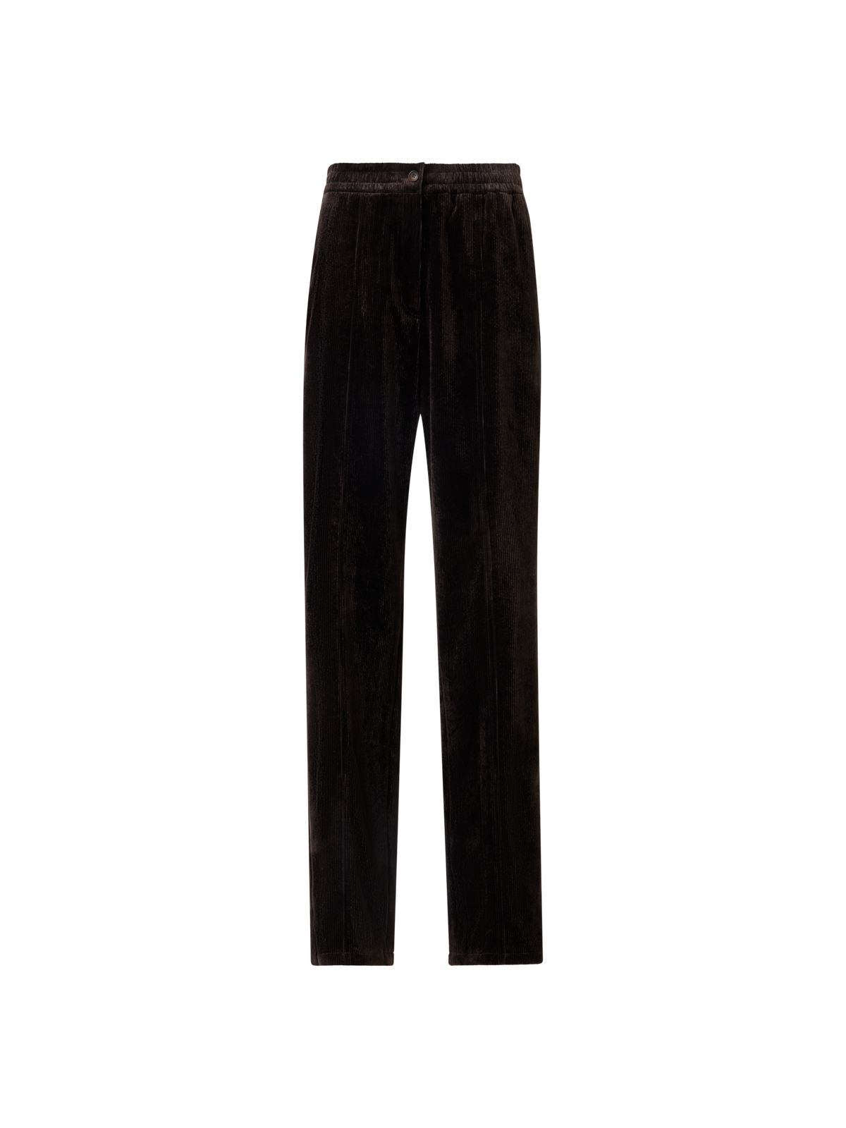 Designer Pants with Elastic Waist in Viscose Corduroy - brown