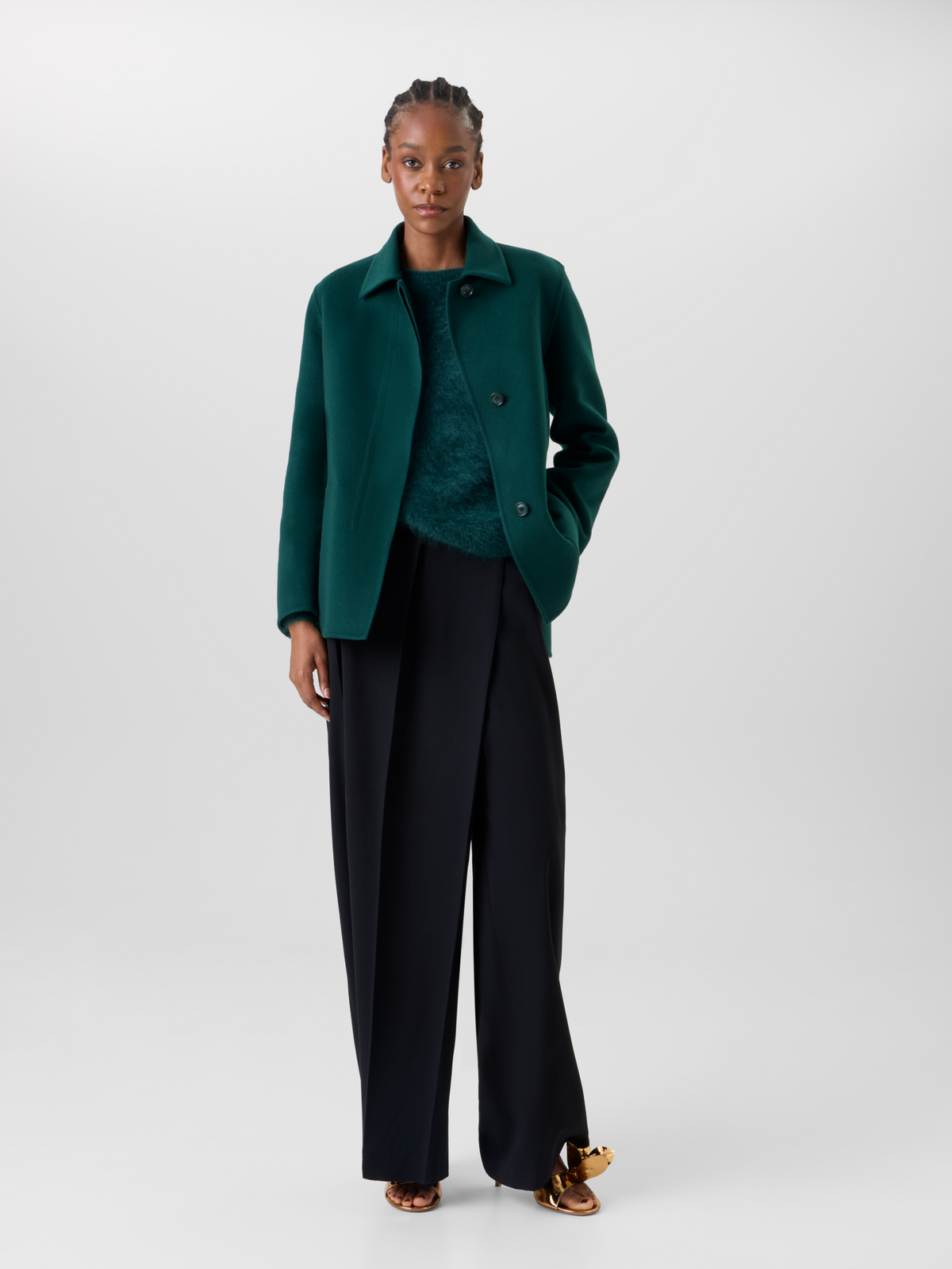 Designer Oversized Cashmere Double-Face Shirt Jacket - green 