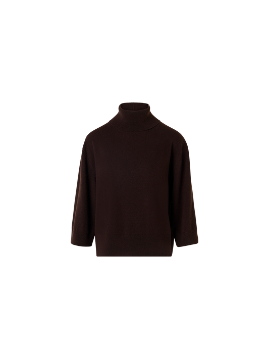 Designer Cashmere Turtle Neck Pullover - brown