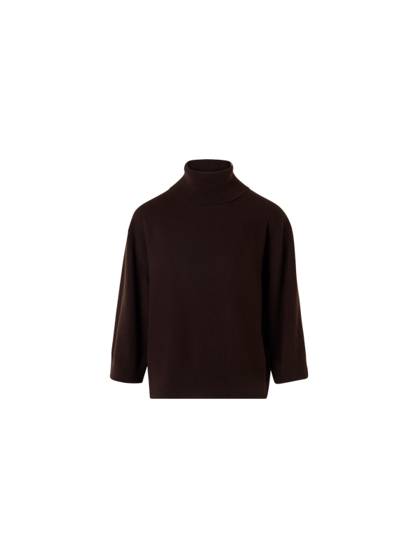Designer Cashmere Turtle Neck Pullover - brown