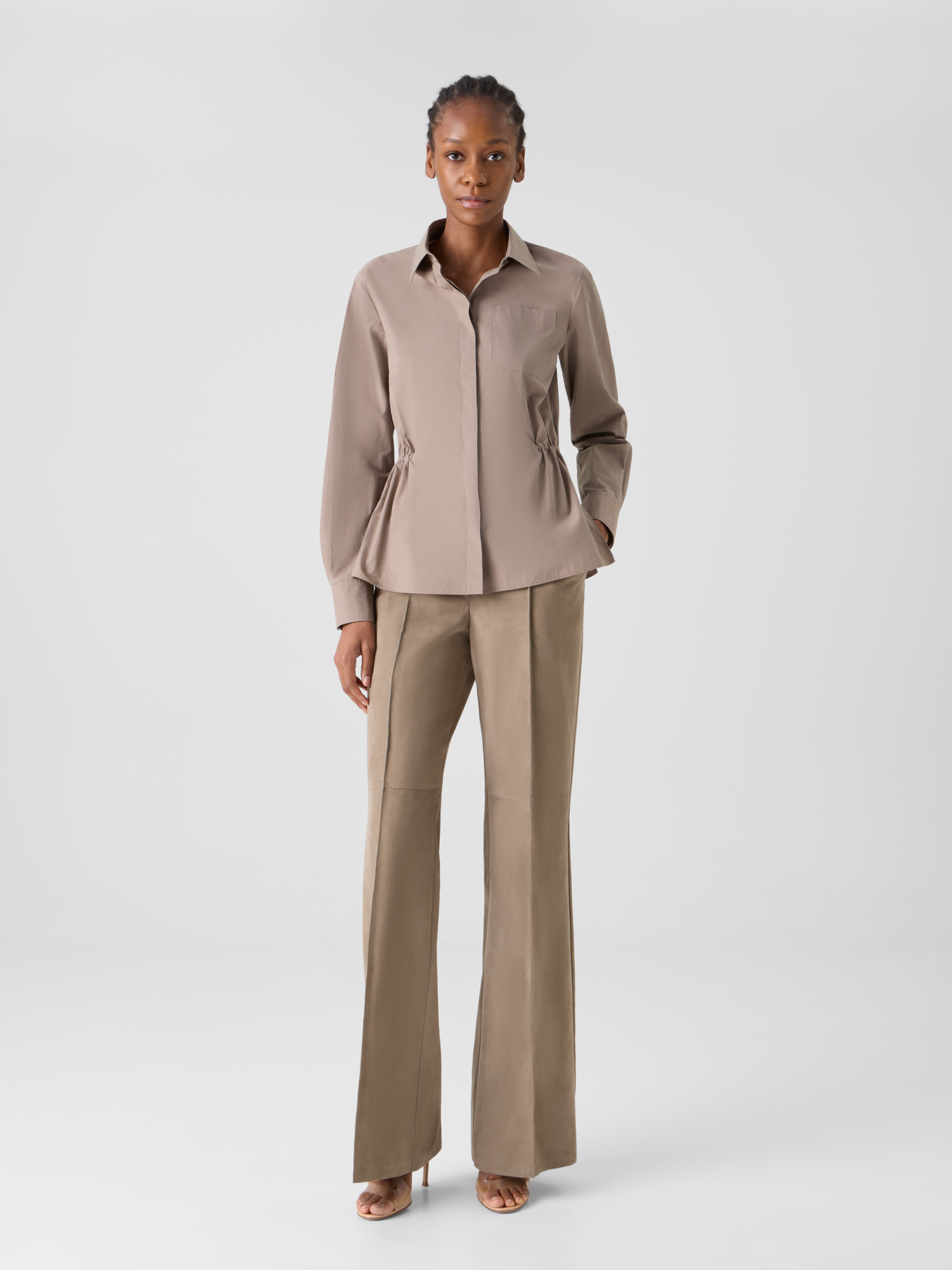Designer Florine Straight Wide Suede Pants - beige - neutral