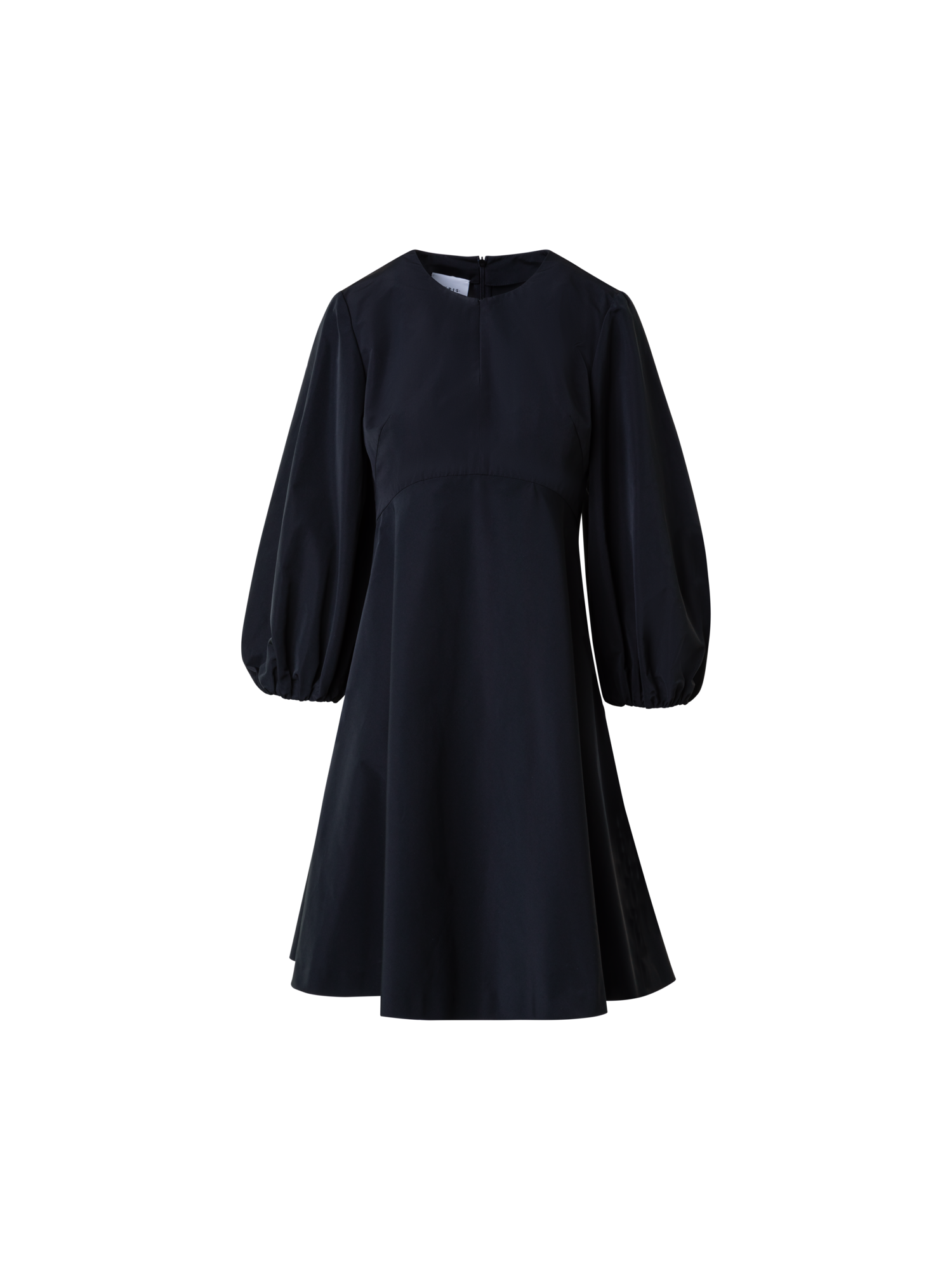 Designer Flared Dress With Volume Sleeves - black