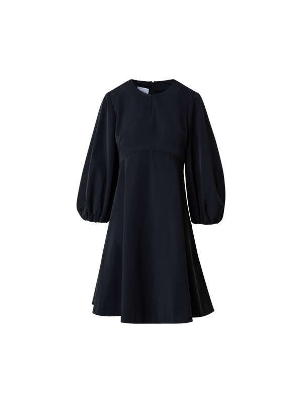 Designer Flared Dress With Volume Sleeves - black