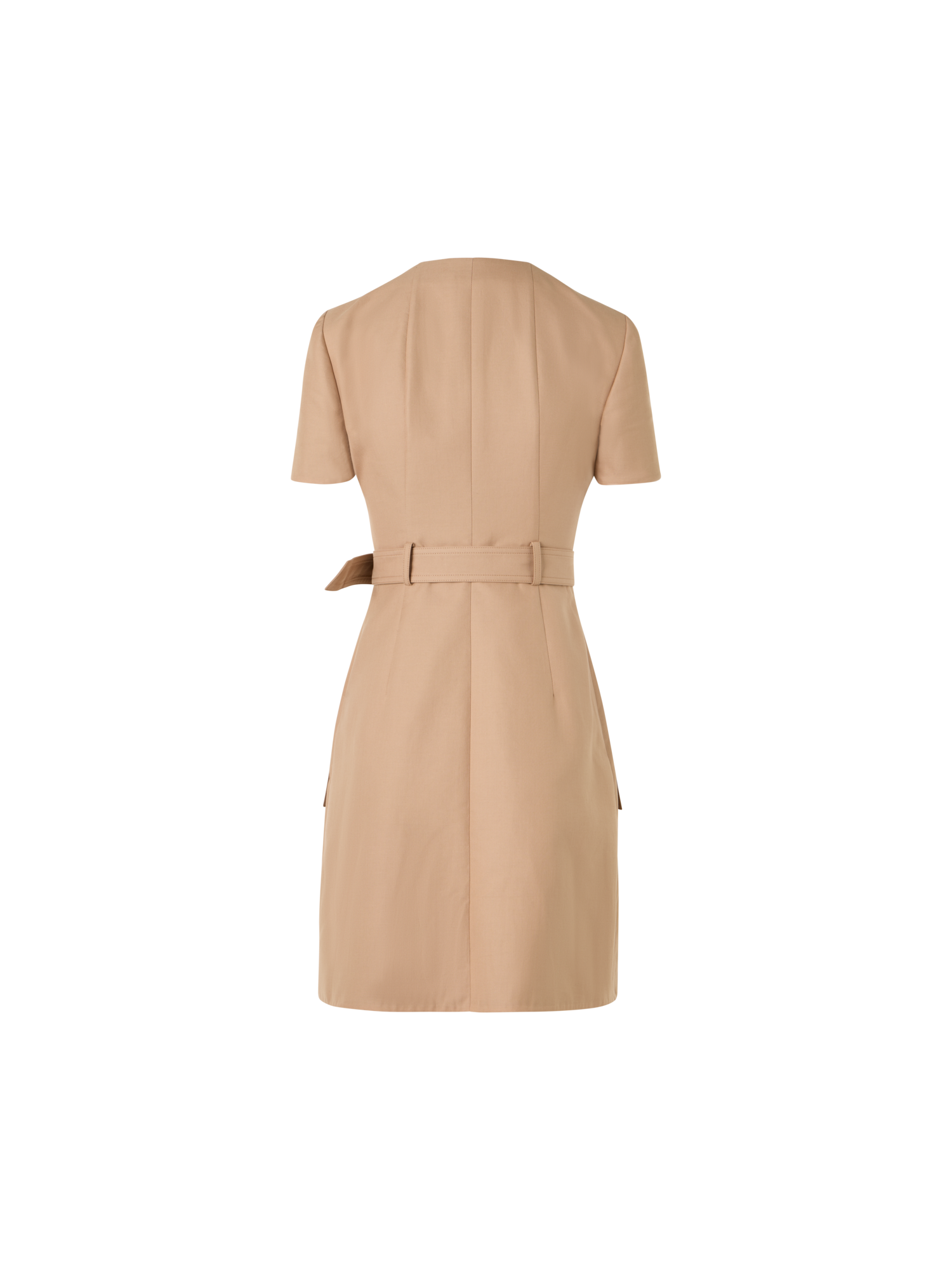 Designer Short-Sleeve Cotton Double-Face Dress - beige