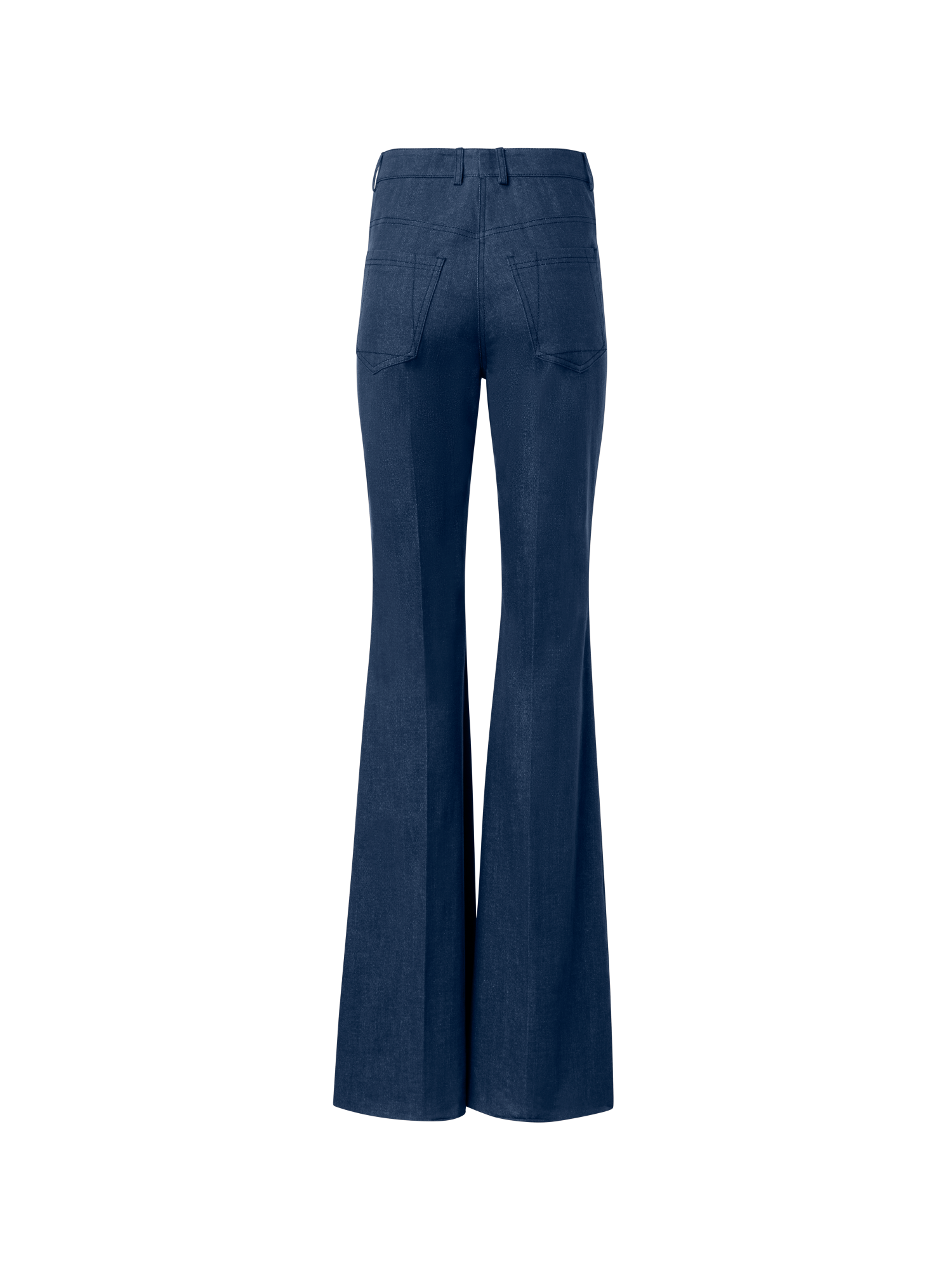 Designer Bootcut Cotton Denim Stretch Pants - navy - blue
