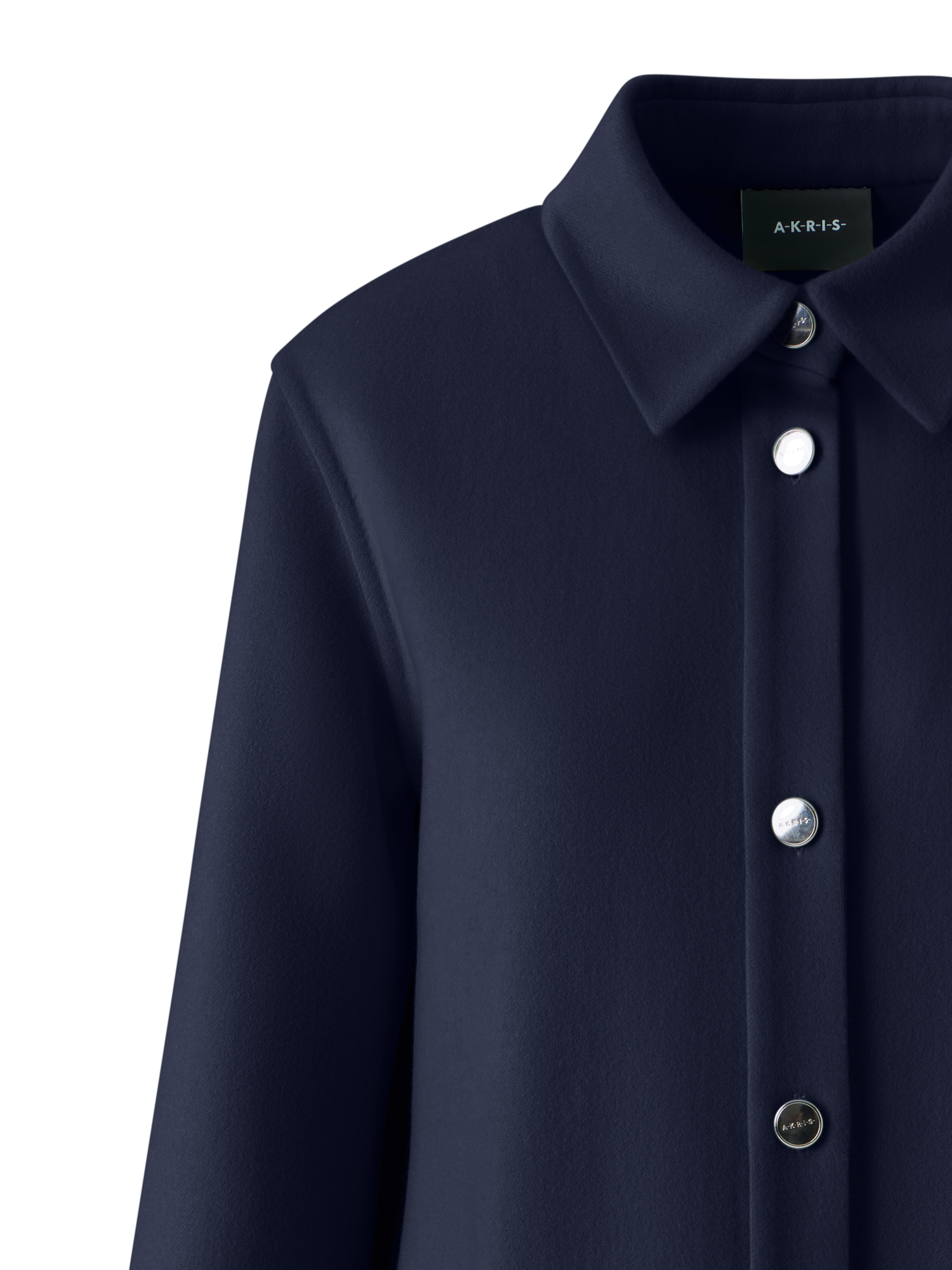 Designer Cashmere Double-Face Shirt Jacket - navy