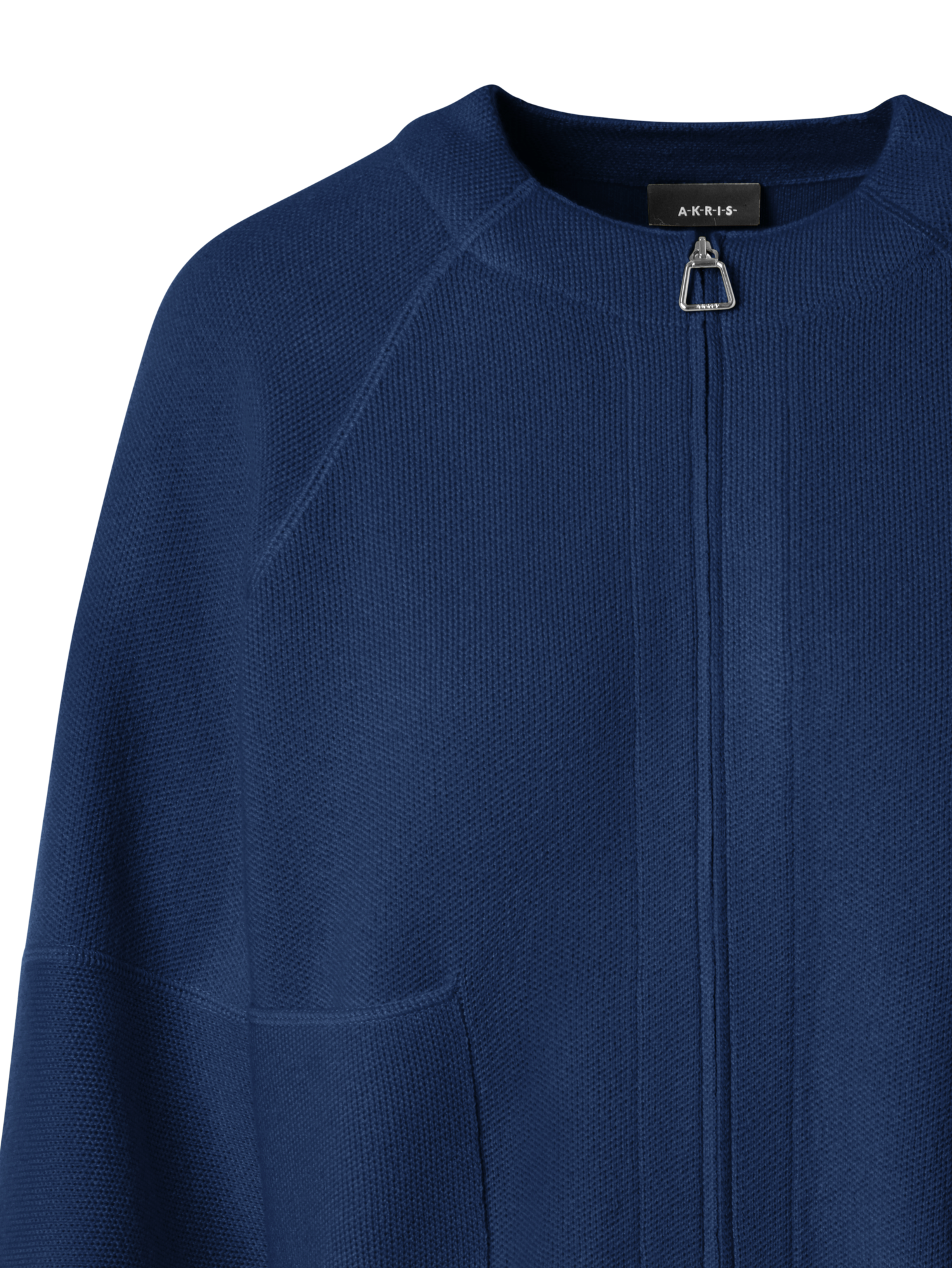 Designer Cashmere Piqué Zip Cardigan - navy