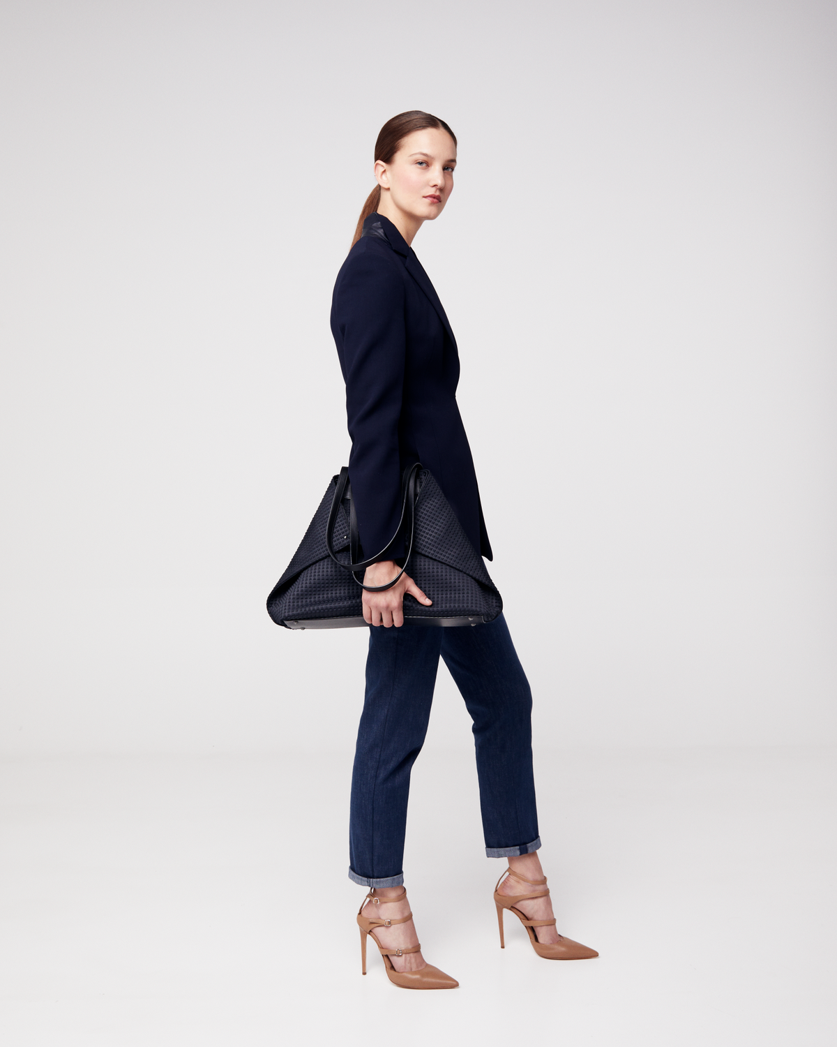 Designer Ai Medium Shoulder Tote - neutral - black #editorial