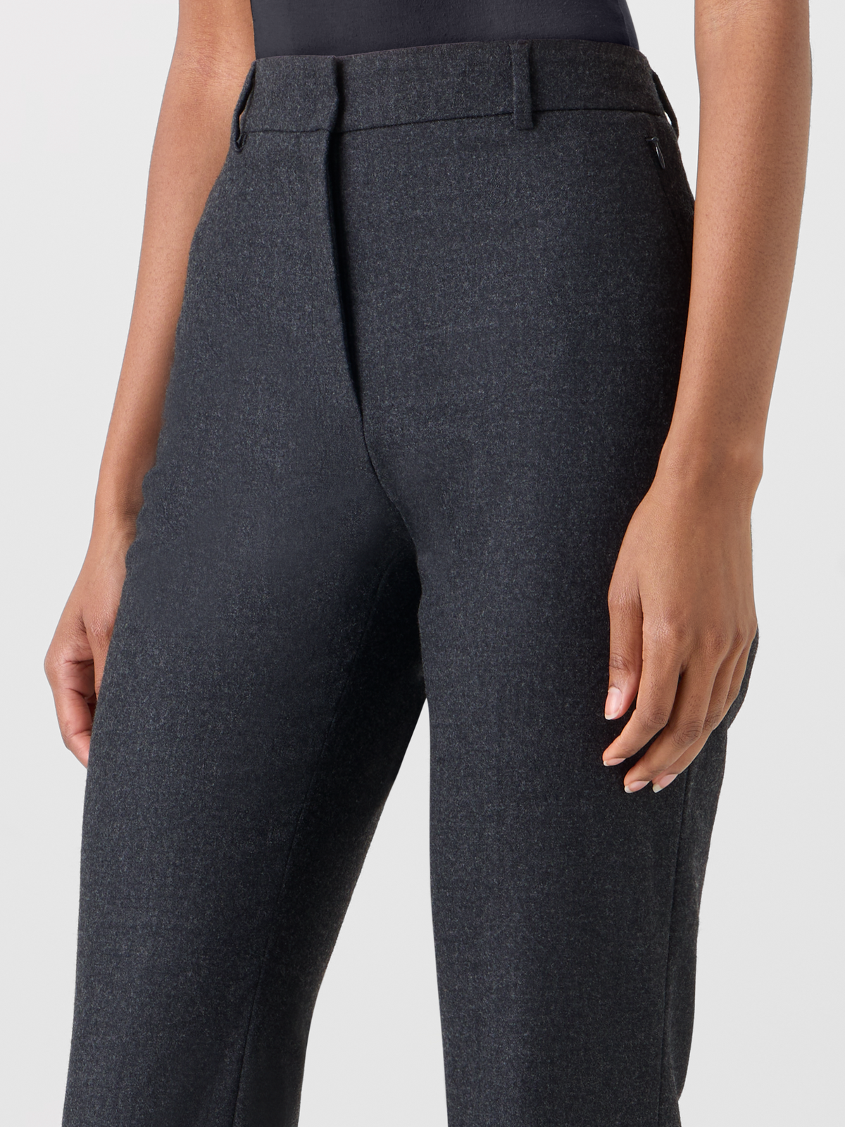 Designer Bootcut Pants in Wool Stretch Flannel - grey 
