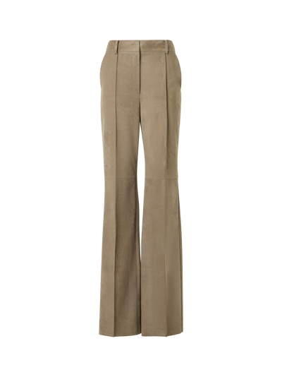 Designer Florine Straight Wide Suede Pants - beige - neutral