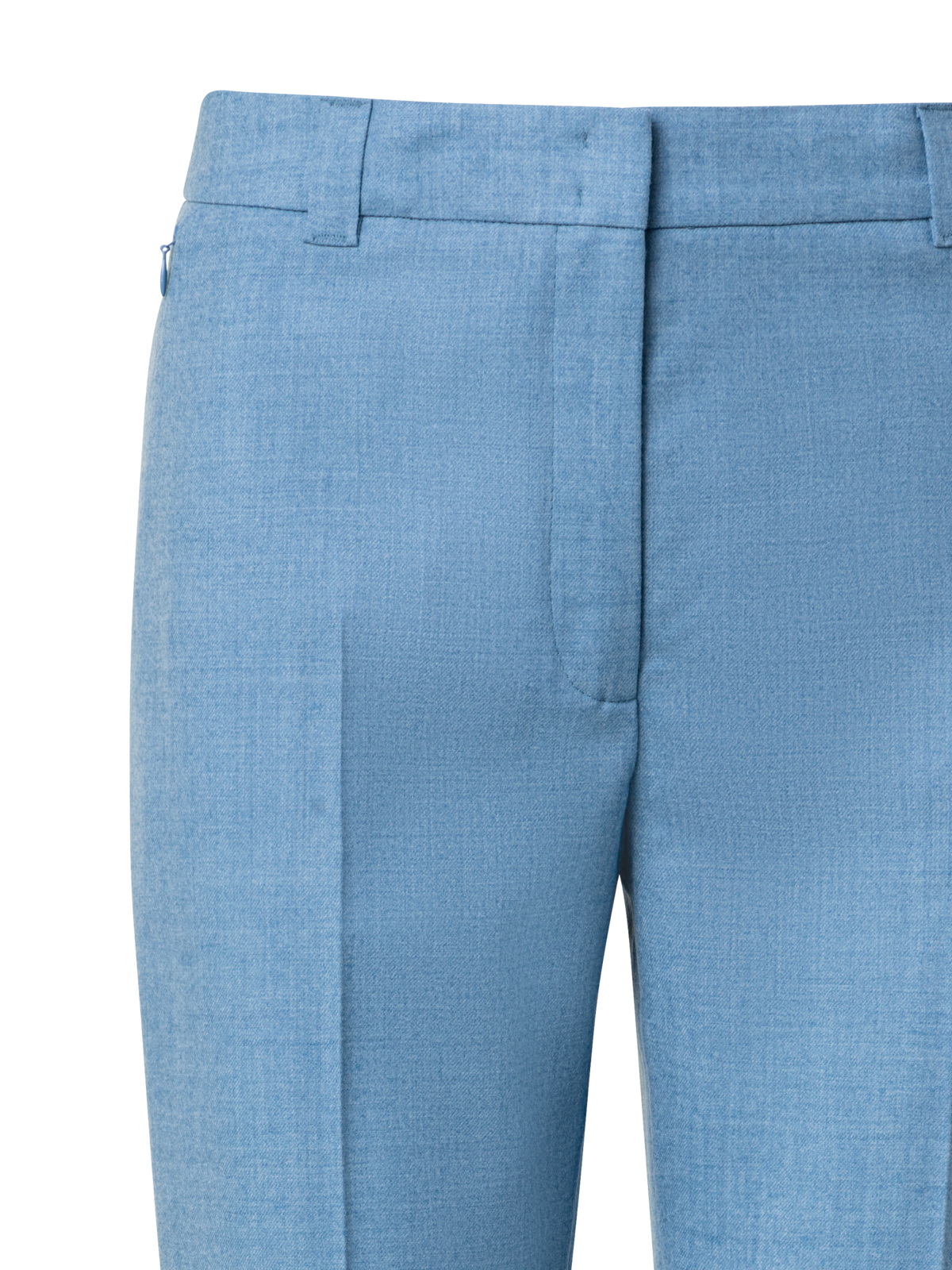 Designer Cropped Tapered Wool Stretch Flannel Pants - blue
