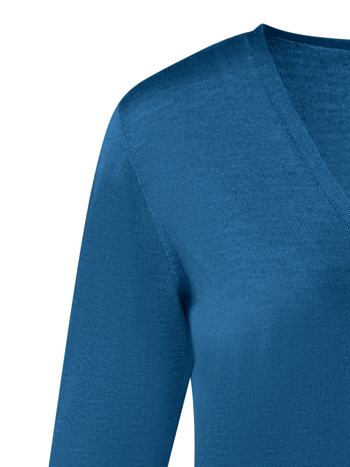 Designer Seamless Cashmere Silk Knit V-Neck Sweater - blue