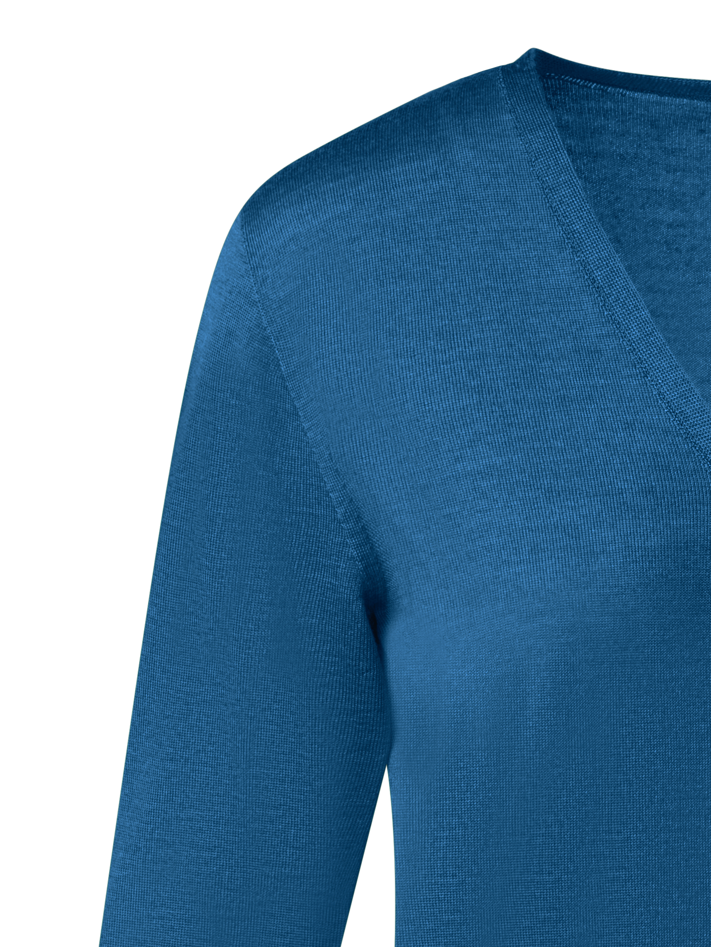 Designer Seamless Cashmere Silk Knit V-Neck Sweater - blue