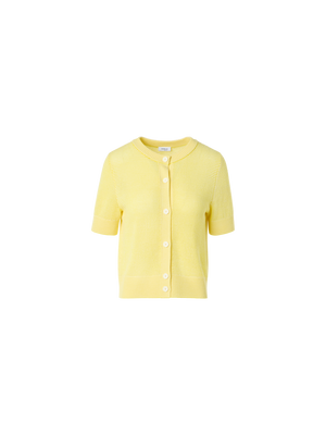 Designer Merino Wool Cropped Bolero Cardigan - yellow
