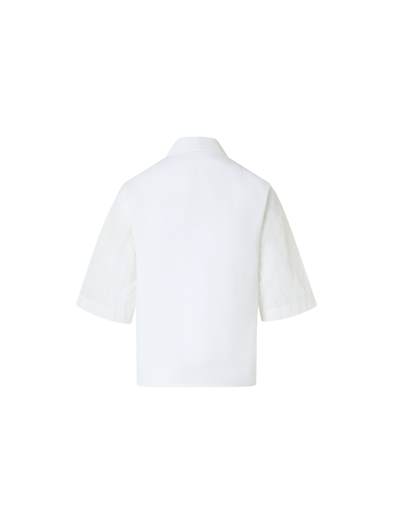 Designer Embroidered Boxy Cotton Blouse - ecru