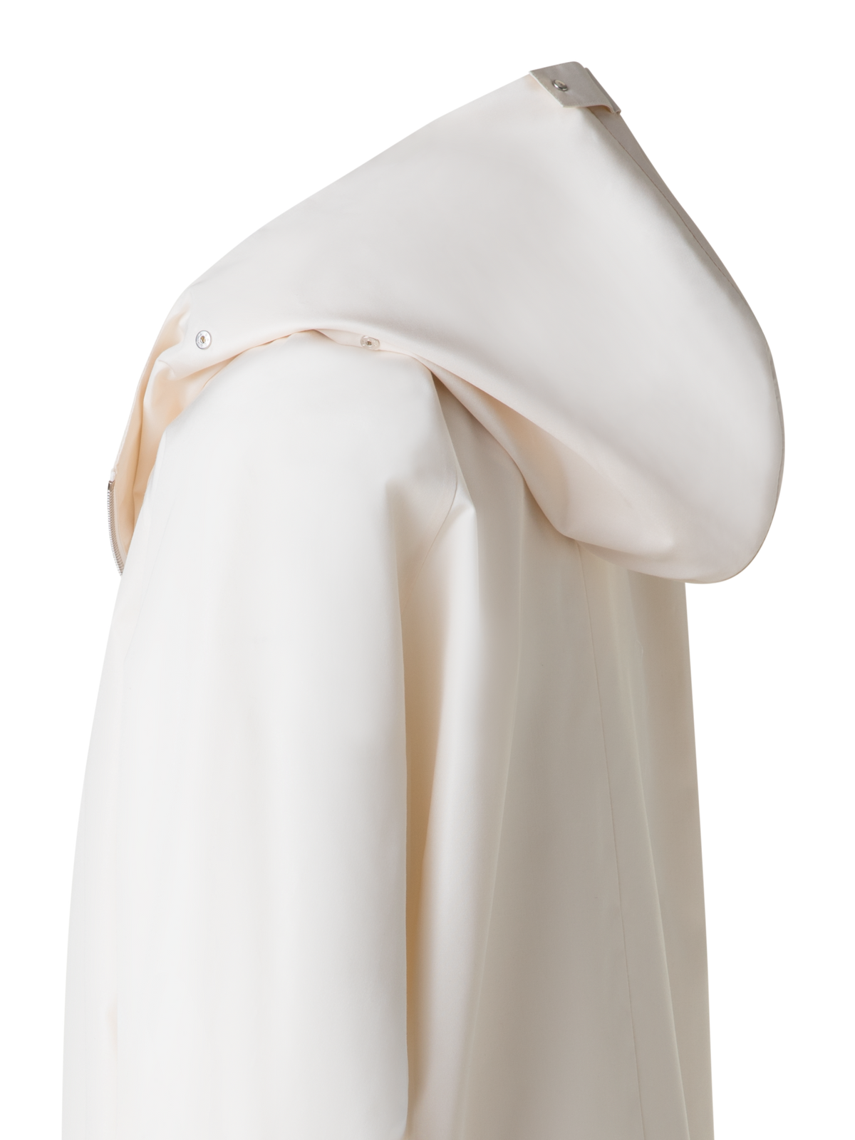 Designer Silk Taffeta Parka with Hood - neutral - ecru - white