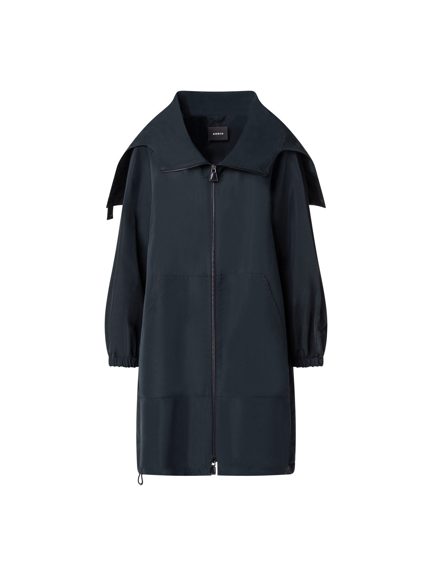 Designer Water-Repellent Silk Taffeta Parka - black