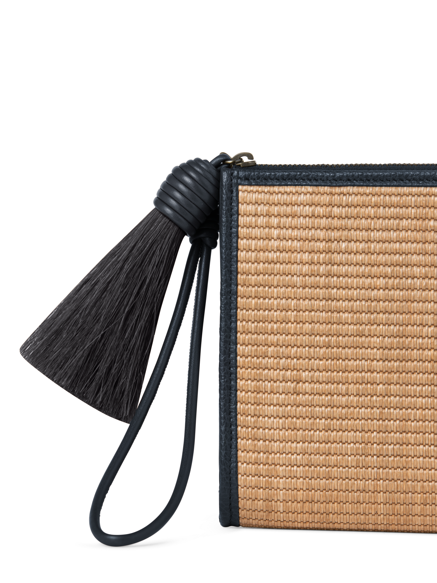 Designer Alexa Tassle Pouch - navy - blue - multicolor - beige