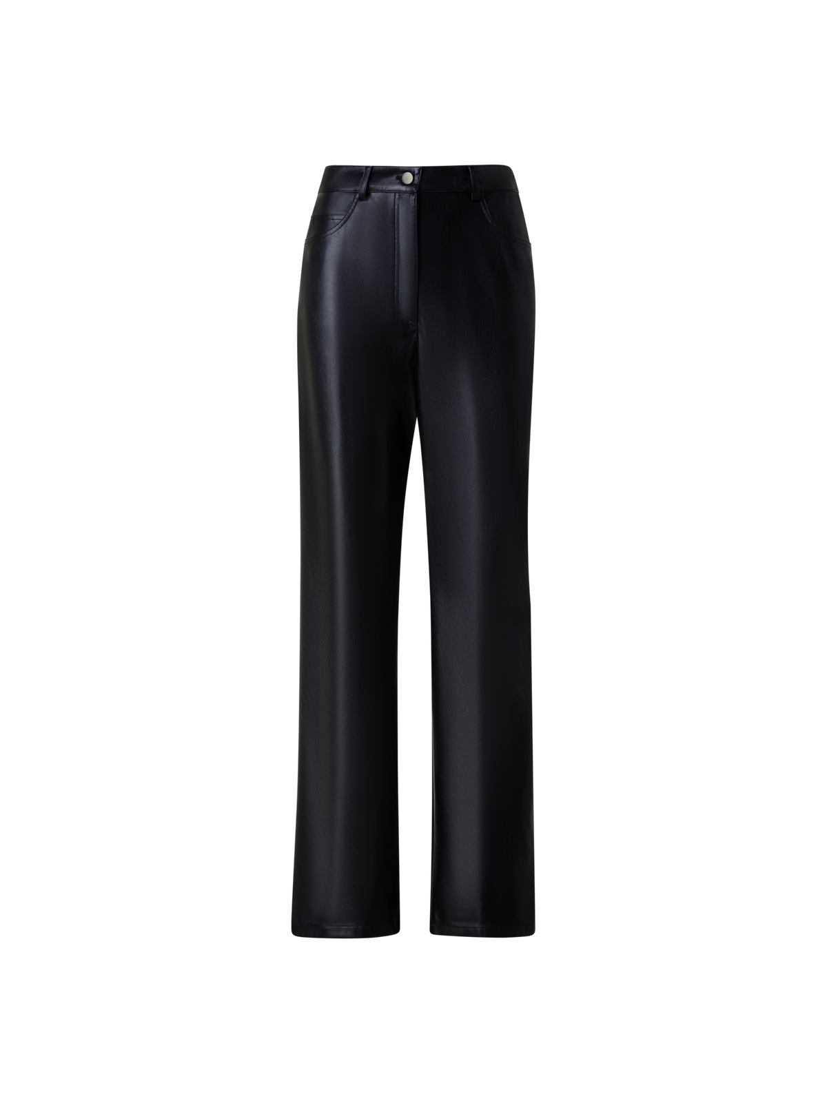 Designer Straight Faux Leather Pants - neutral - black