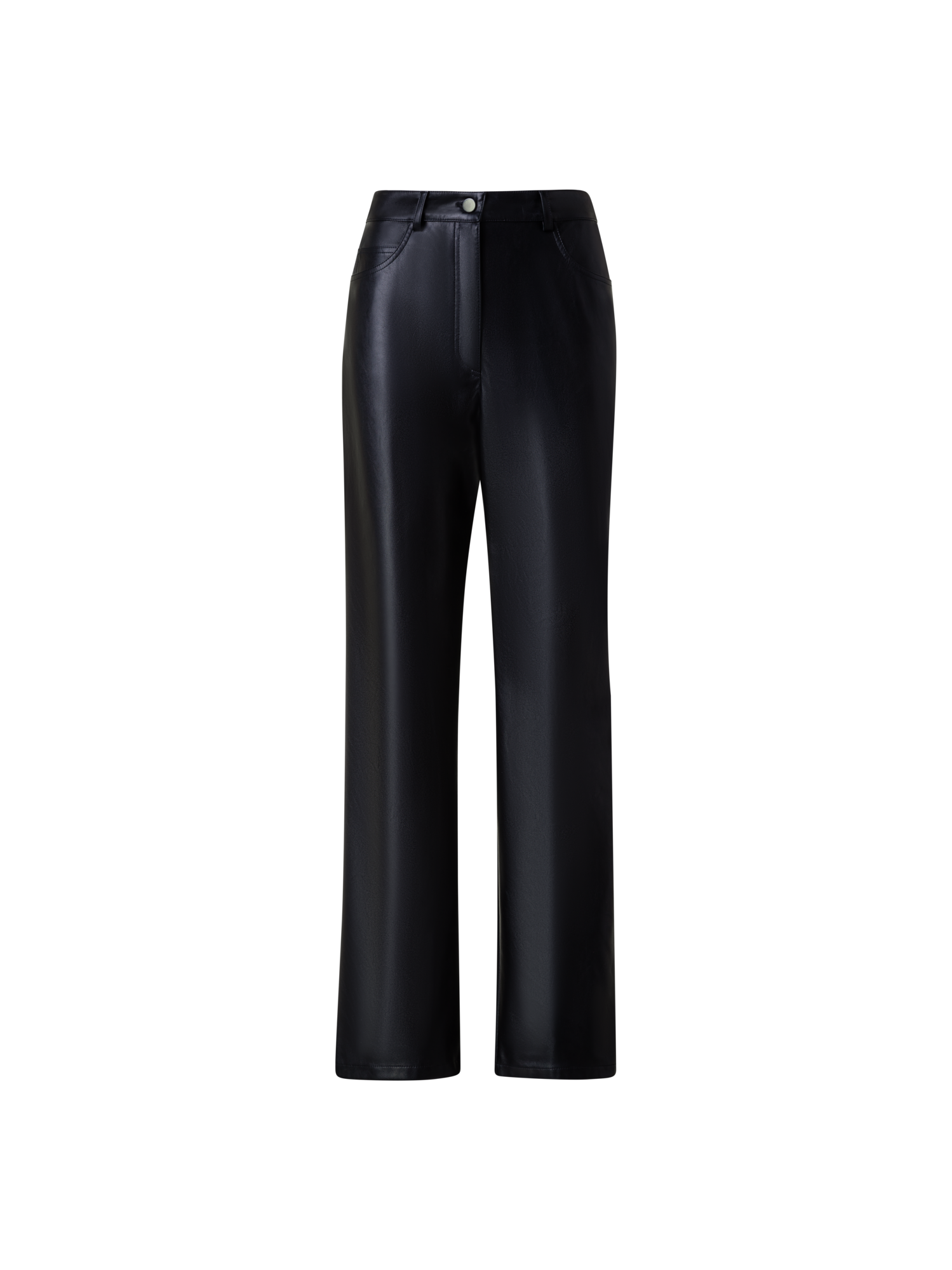 Designer Straight Faux Leather Pants - neutral - black
