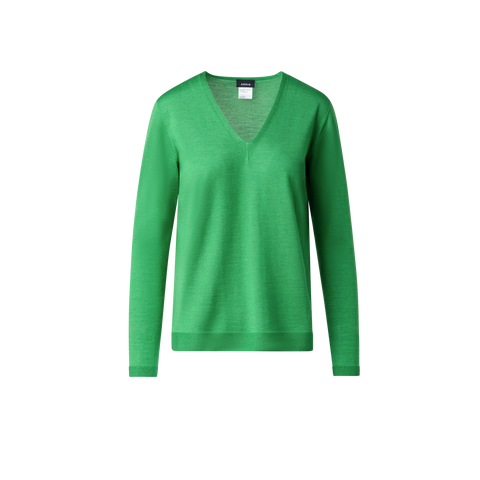Seamless Cashmere Silk Knit V-Neck Sweater