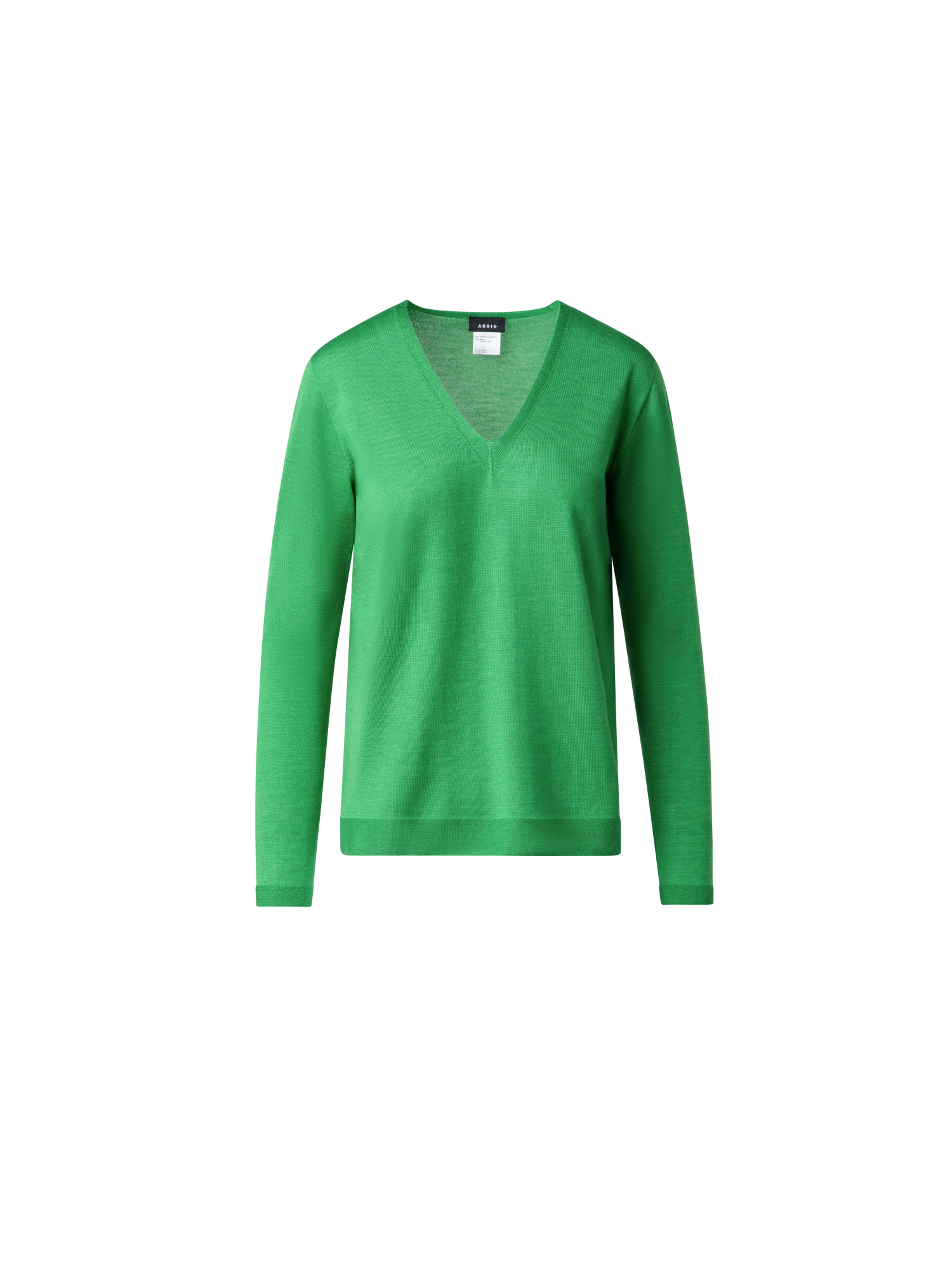 Designer Seamless Cashmere Silk Knit V-Neck Sweater - green