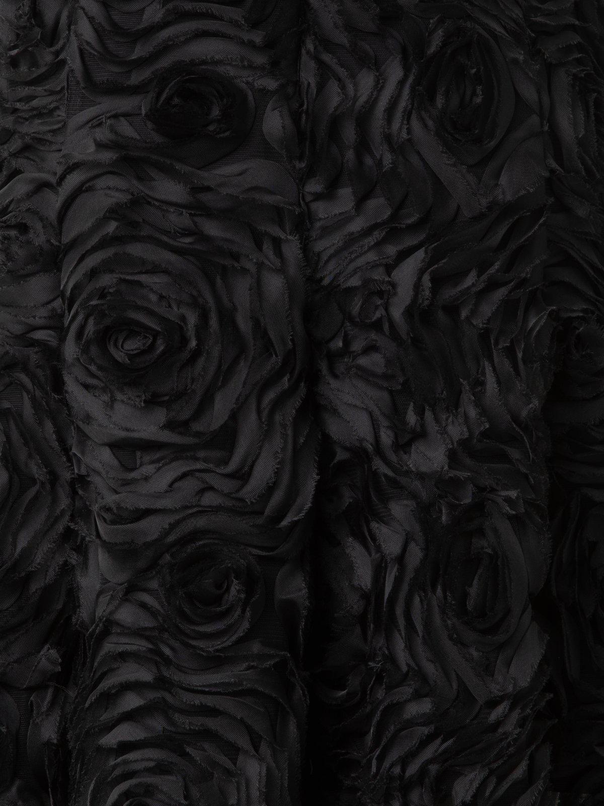 Designer Flared Midi Dress in 3D Carnation Embroidery - black